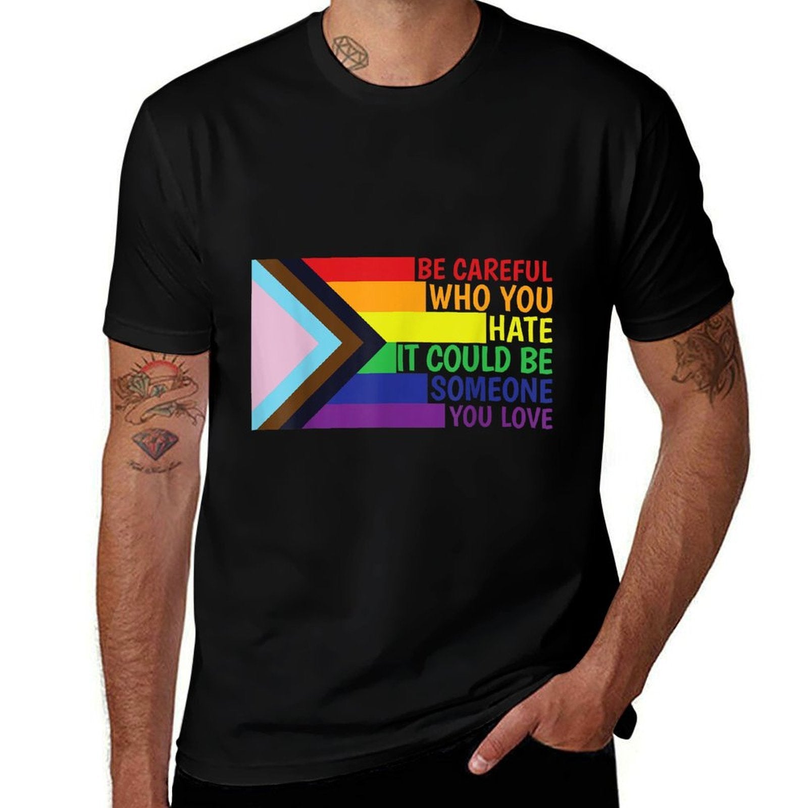 Be Careful Who You Hate LGBT Shirt Pride LGBTQIA+  Moisture-wicking T-Shirt