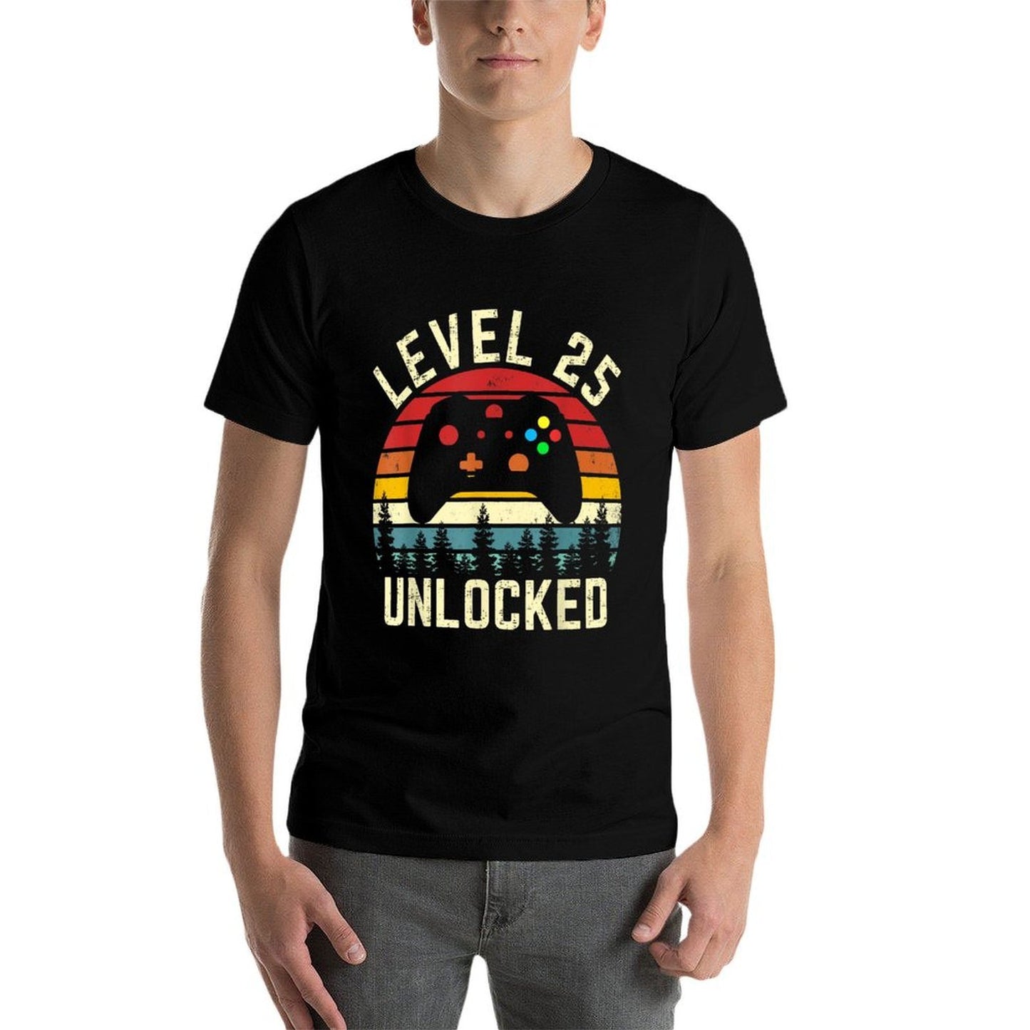 Vintage Level 25 Unlocked Funny Video Gamer 25th Birthday Durable T-Shirt