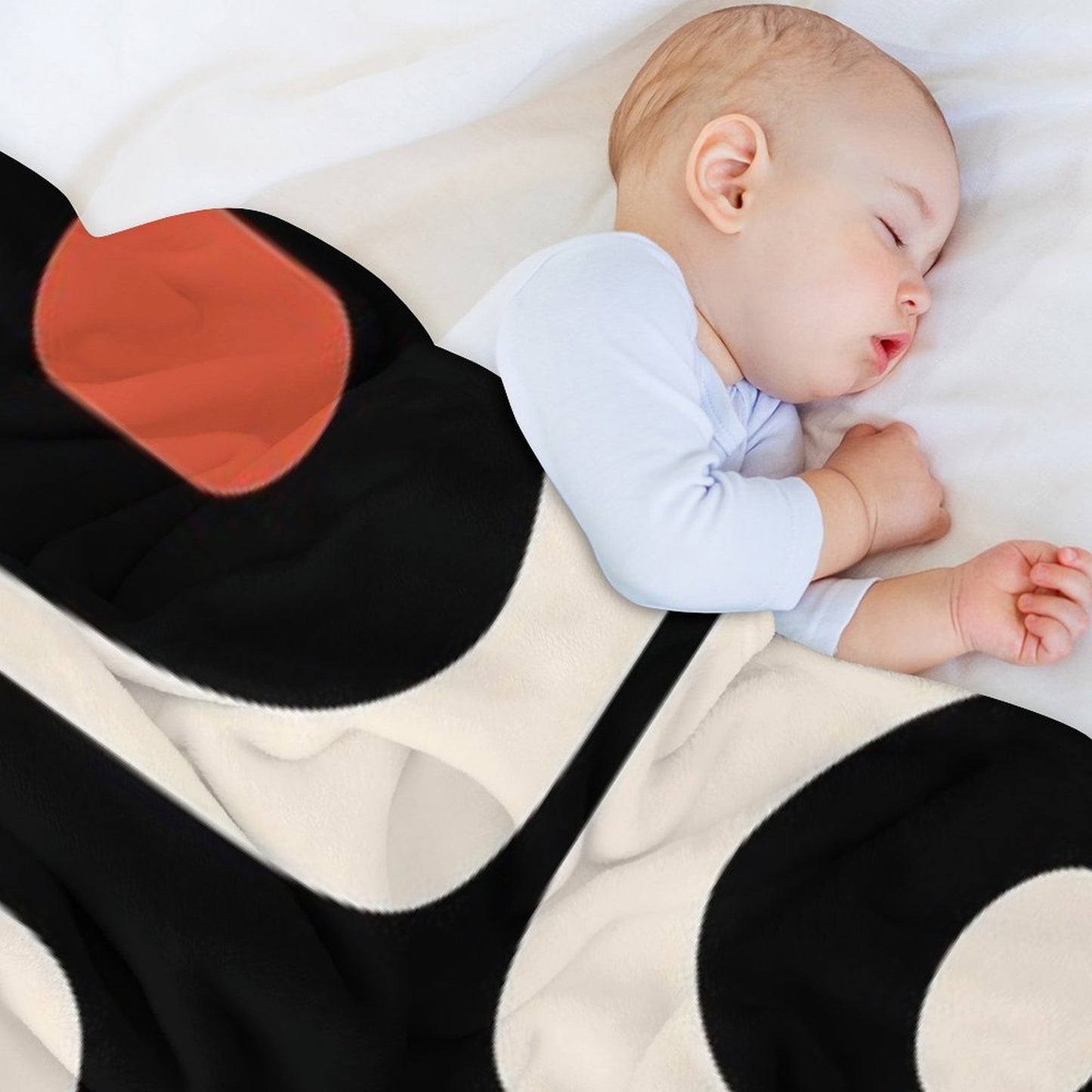 Mid Century Modern Piquet Abstract Pattern Black, Orange, And Almond Cream Travel-friendly Throw Blanket