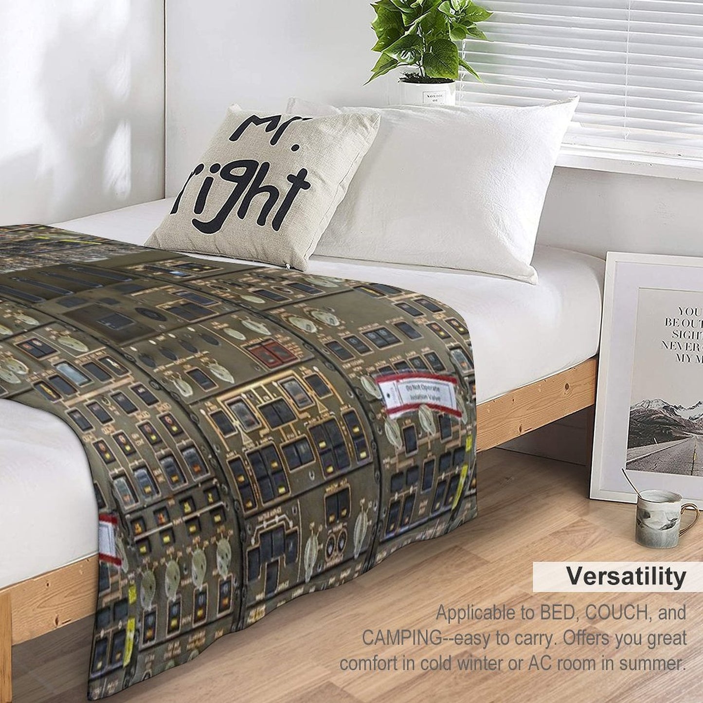 Boeing 747 Overhead Panel Cockpit Premium Throw Blanket