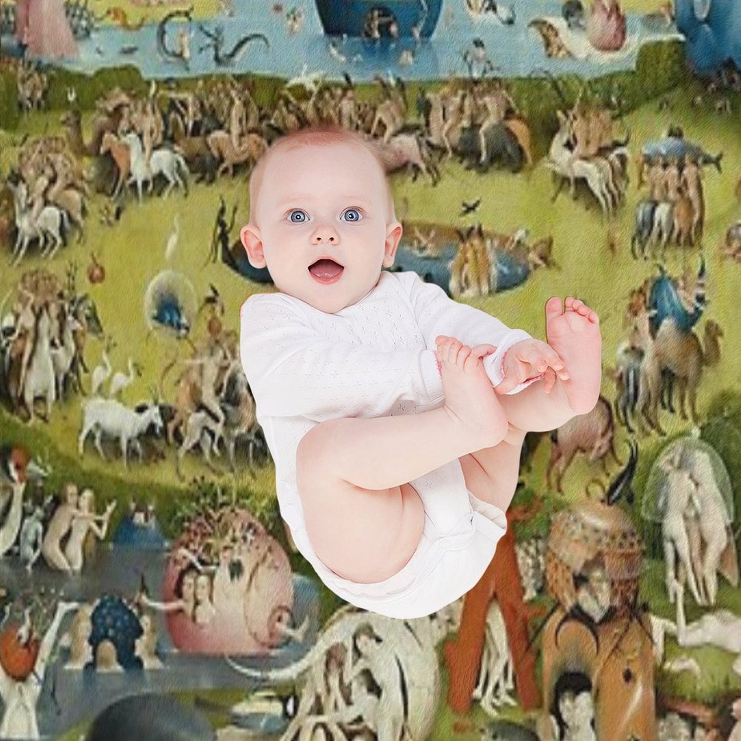 The Garden of Earthly Delights Full Image Sustainable Throw Blanket