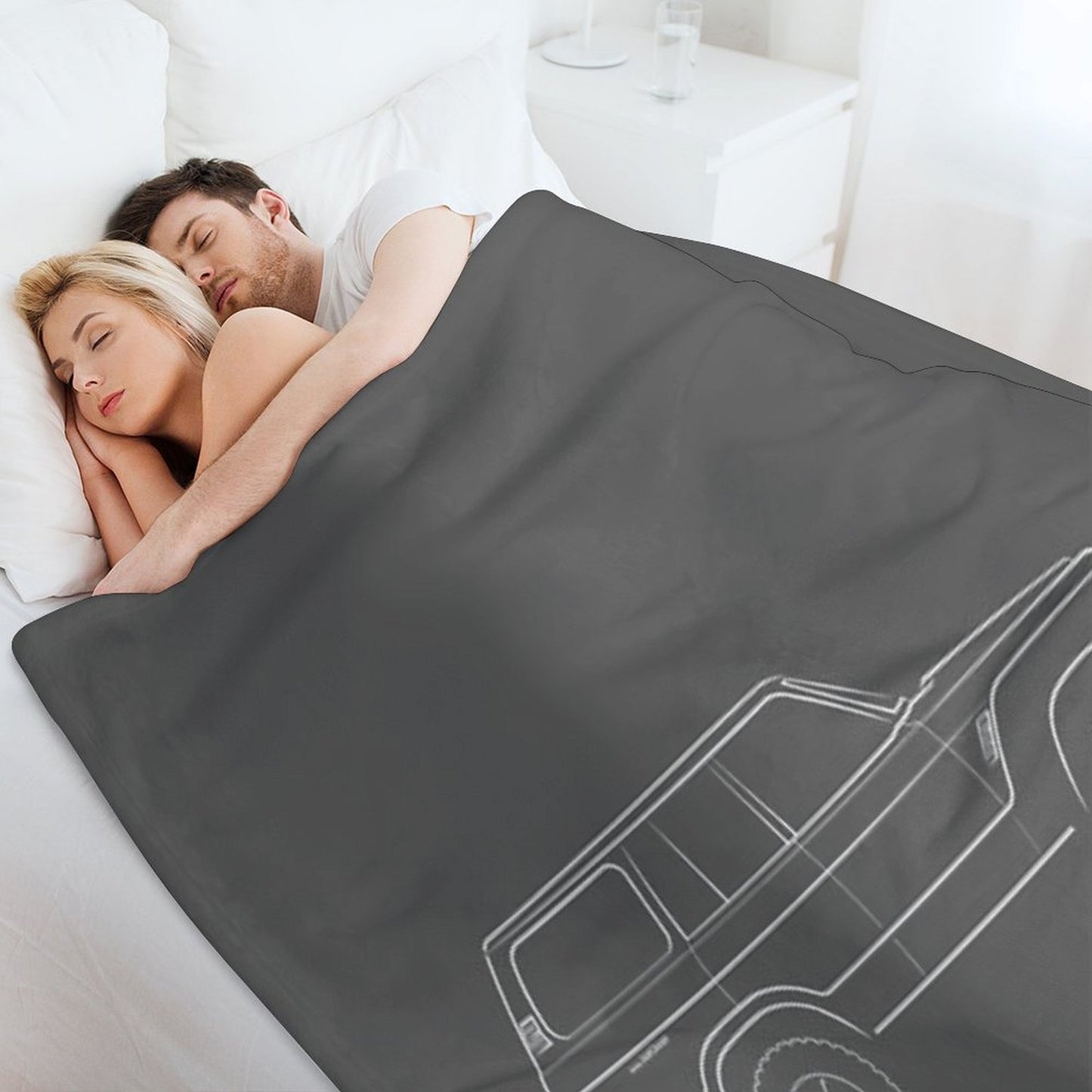 1983 Toyota Land Cruiser 60 Series - Profile Stencil, White Eco-conscious Throw Blanket