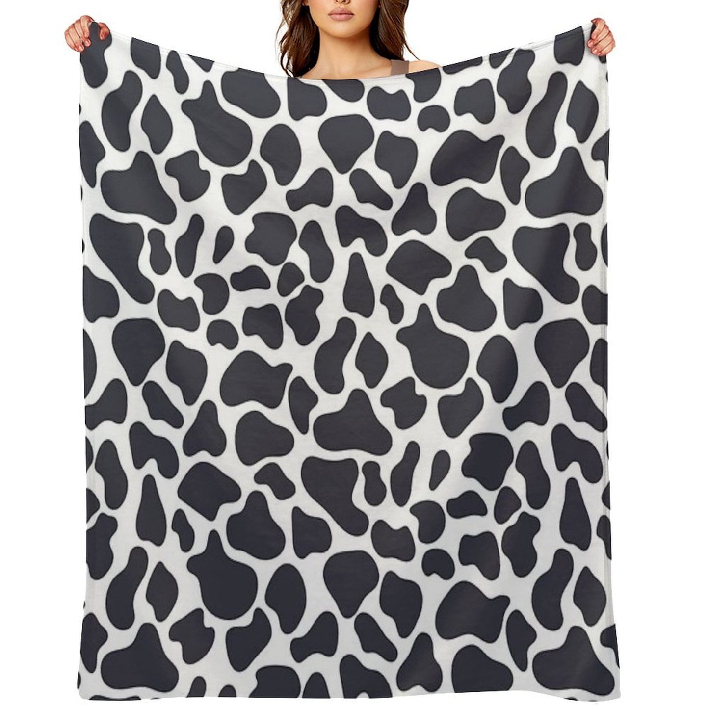 Simple Cow Like Pattern in Dark Slate Color Durable Throw Blanket