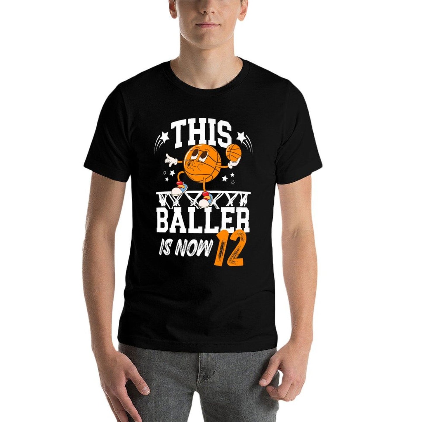 12th Basketball Birthday Twelve Year Old Basketball Player Premium Stretchy T-Shirt