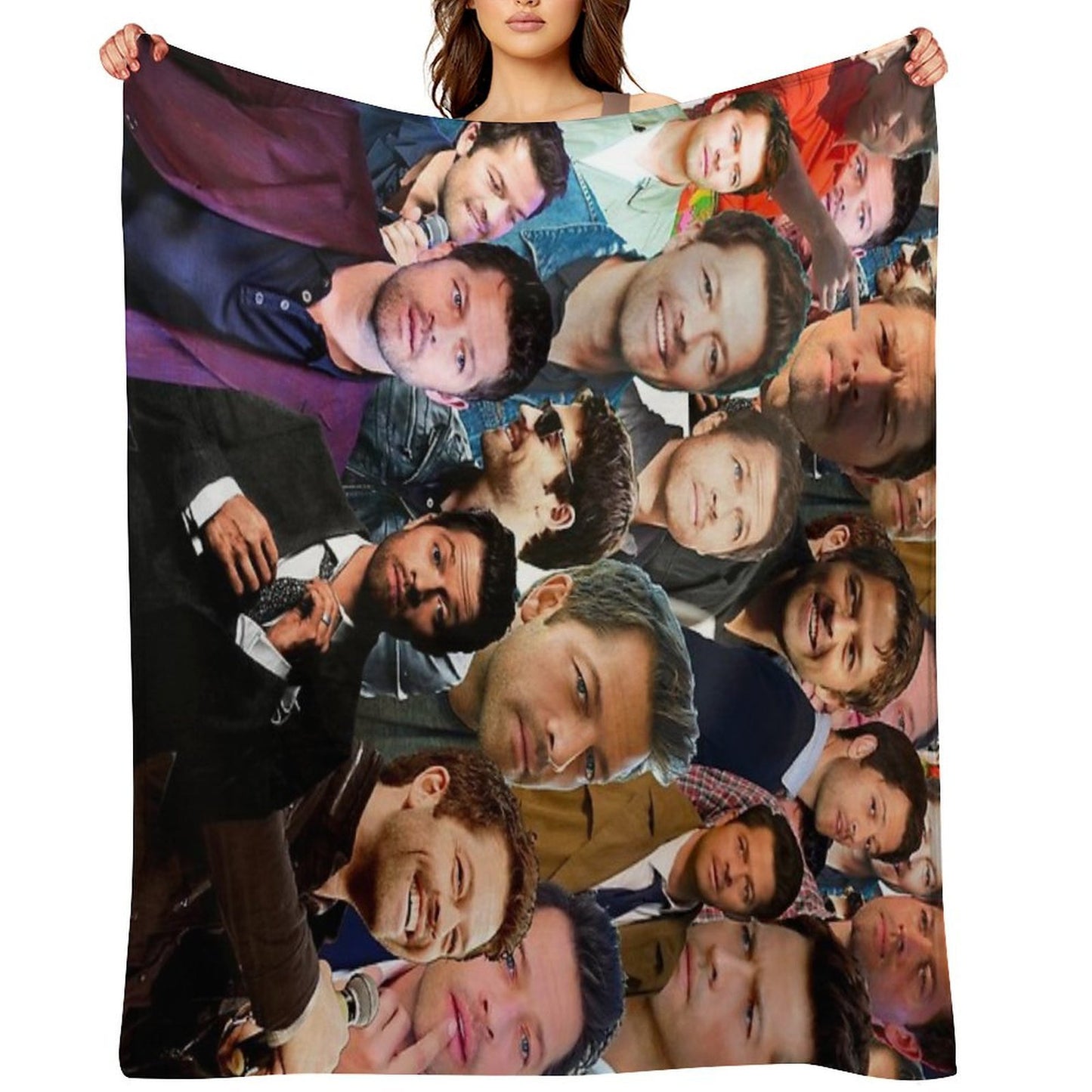 Misha Collins Photo Collage Sustainable Throw Blanket