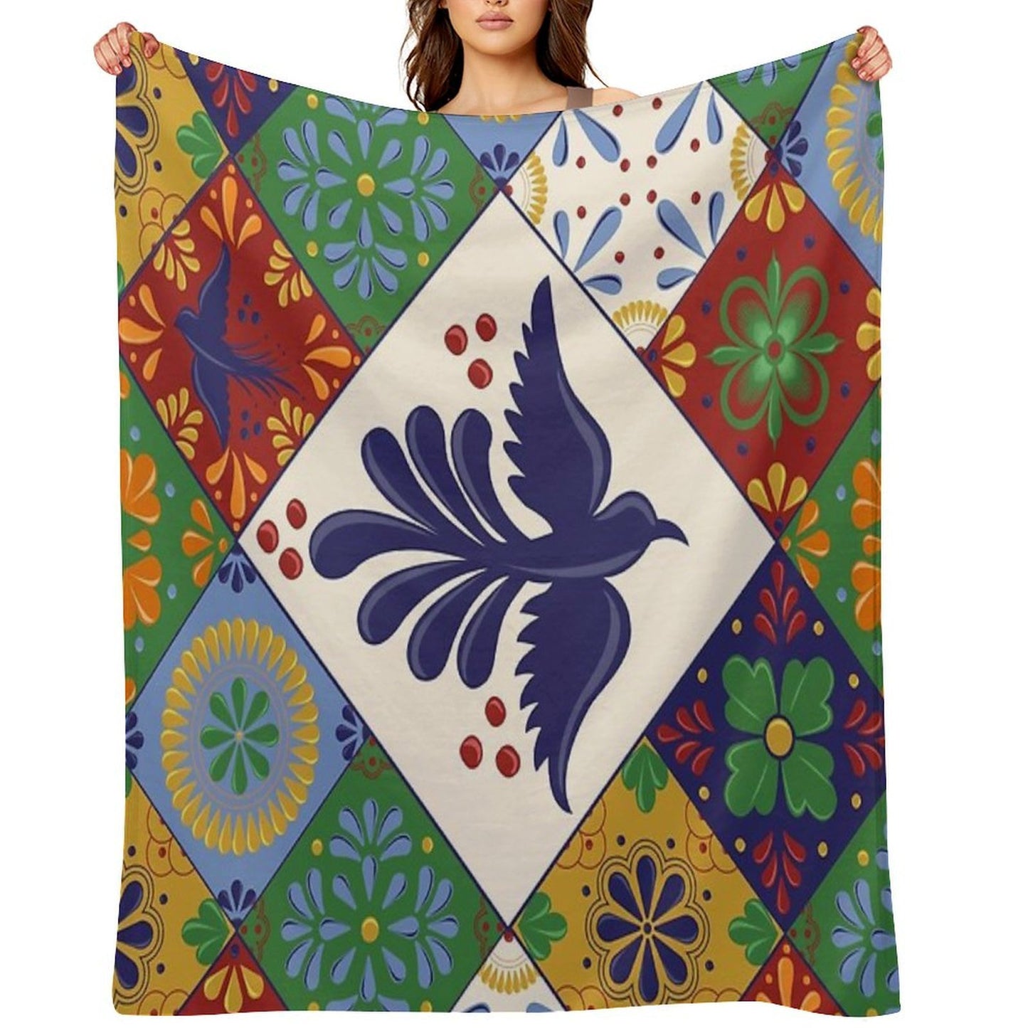 Mexican Talavera Tiles Colorful Pattern Velvety-soft Throw Blanket