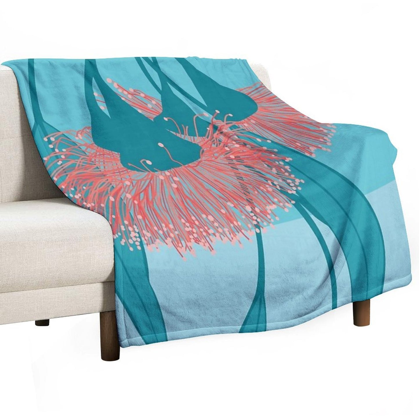 Gum Blossom Eucalyptus Pink Blue Comfort Throw Blanket