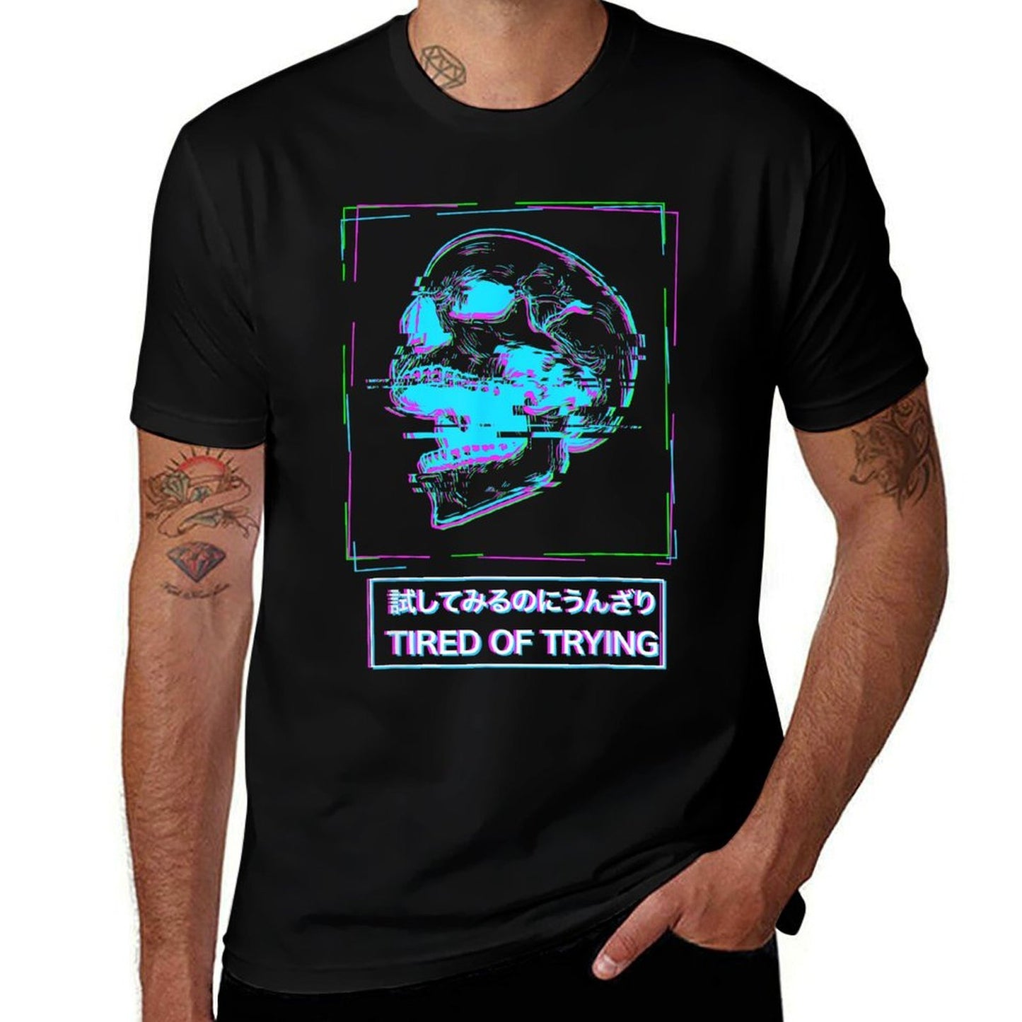 Aesthetic Vaporwave Japanese Tired of Trying - Futurism Moisture-wicking T-Shirt
