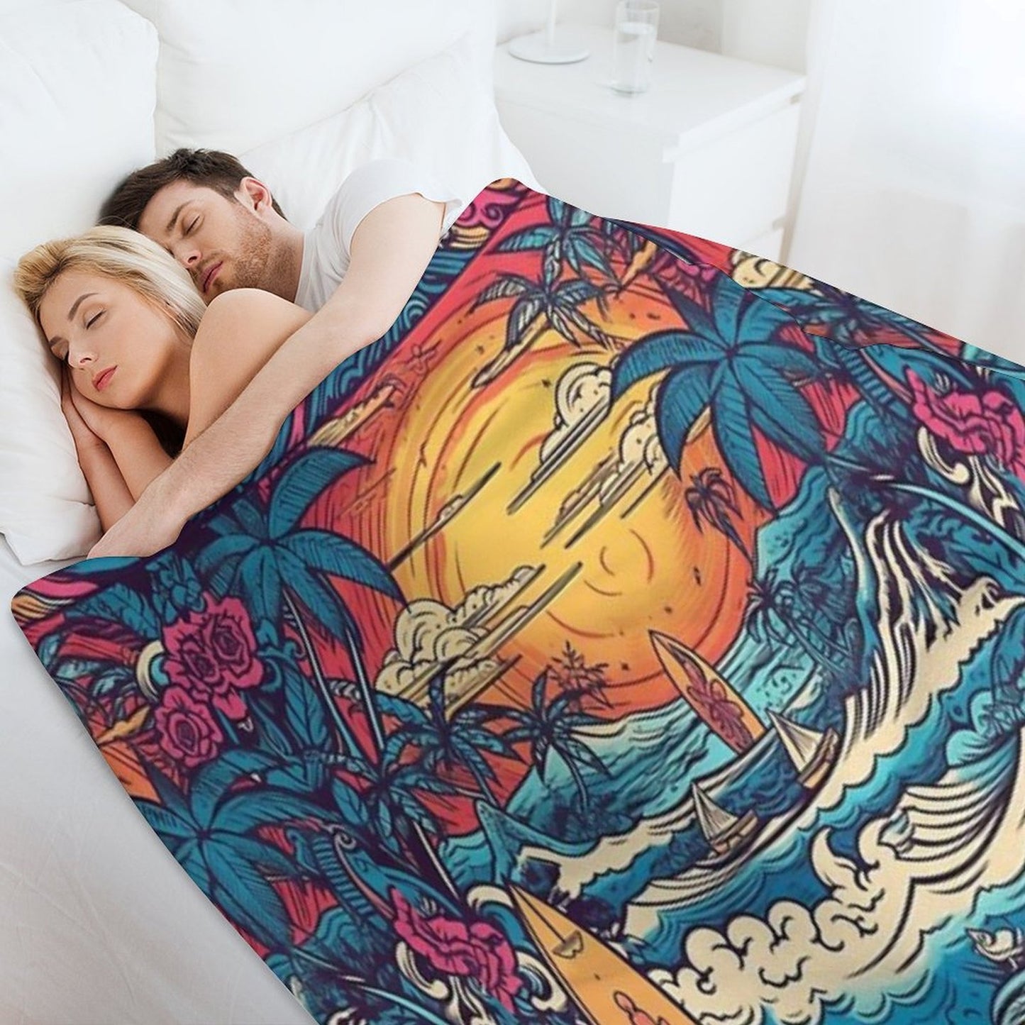 Surf Tribe – Popular Art, Vintage Style Surfing Gift Velvety-soft Throw Blanket