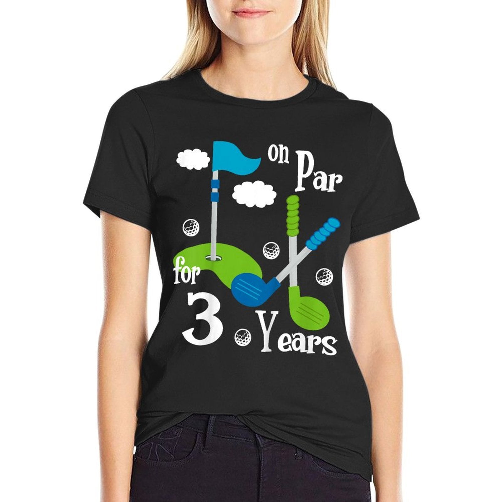 Kids 3 Year Old Golf Birthday Party Gift for Boy Girl  Tagless Design T-Shirt