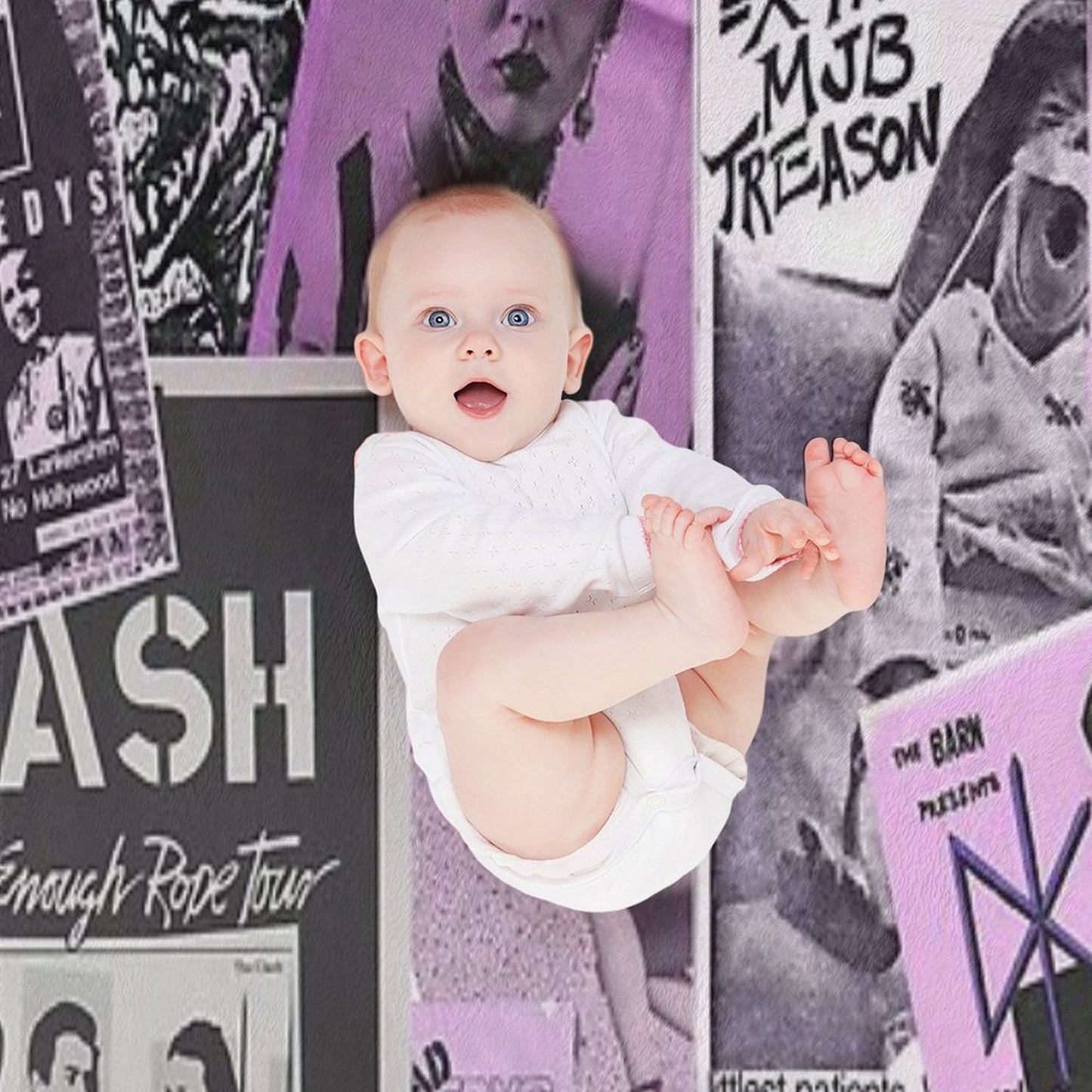 Punk Rock Bands Flyers Collage Aesthetic Punk Colors Eco-conscious Throw Blanket