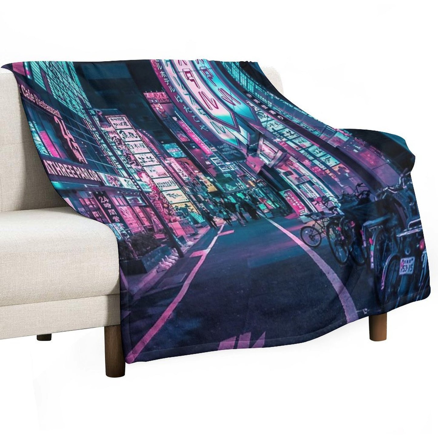 Tokyo - A Neon Wonderland Lightweight Throw Blanket