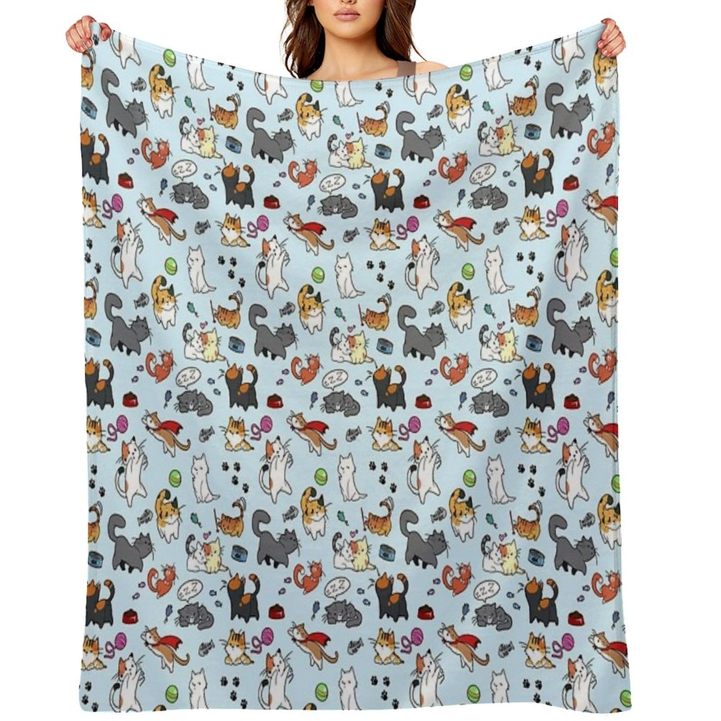 Cats!! Sustainable Throw Blanket