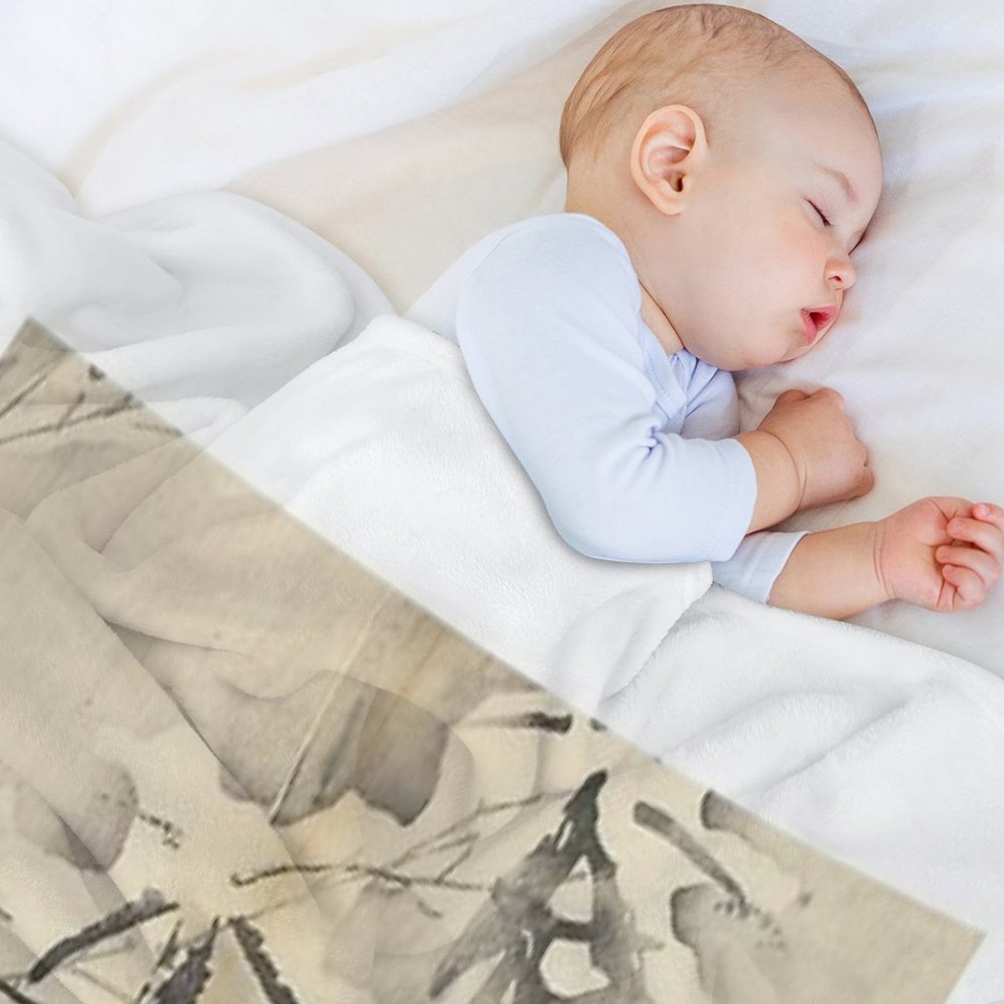 Bamboo in Snow Wrinkle-free Throw Blanket