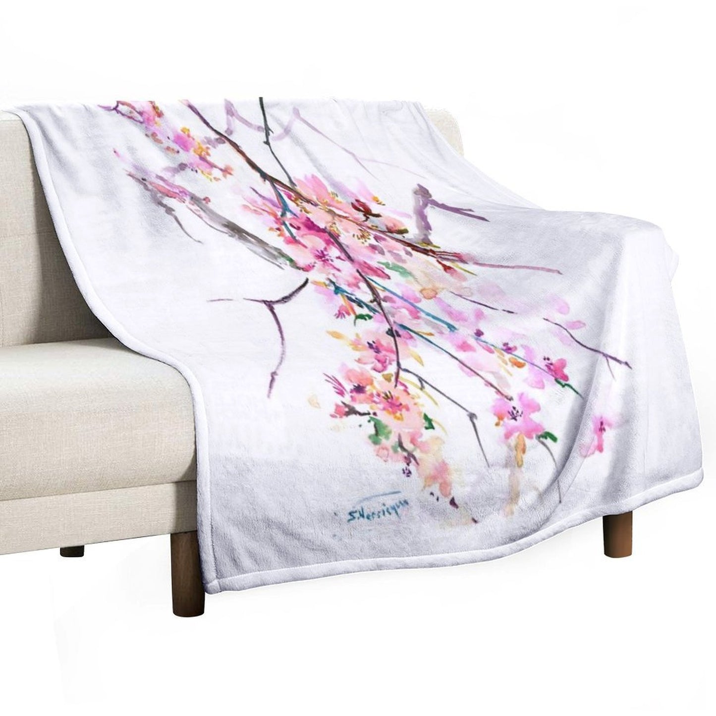 Cherry Blossom Anti-pilling Throw Blanket