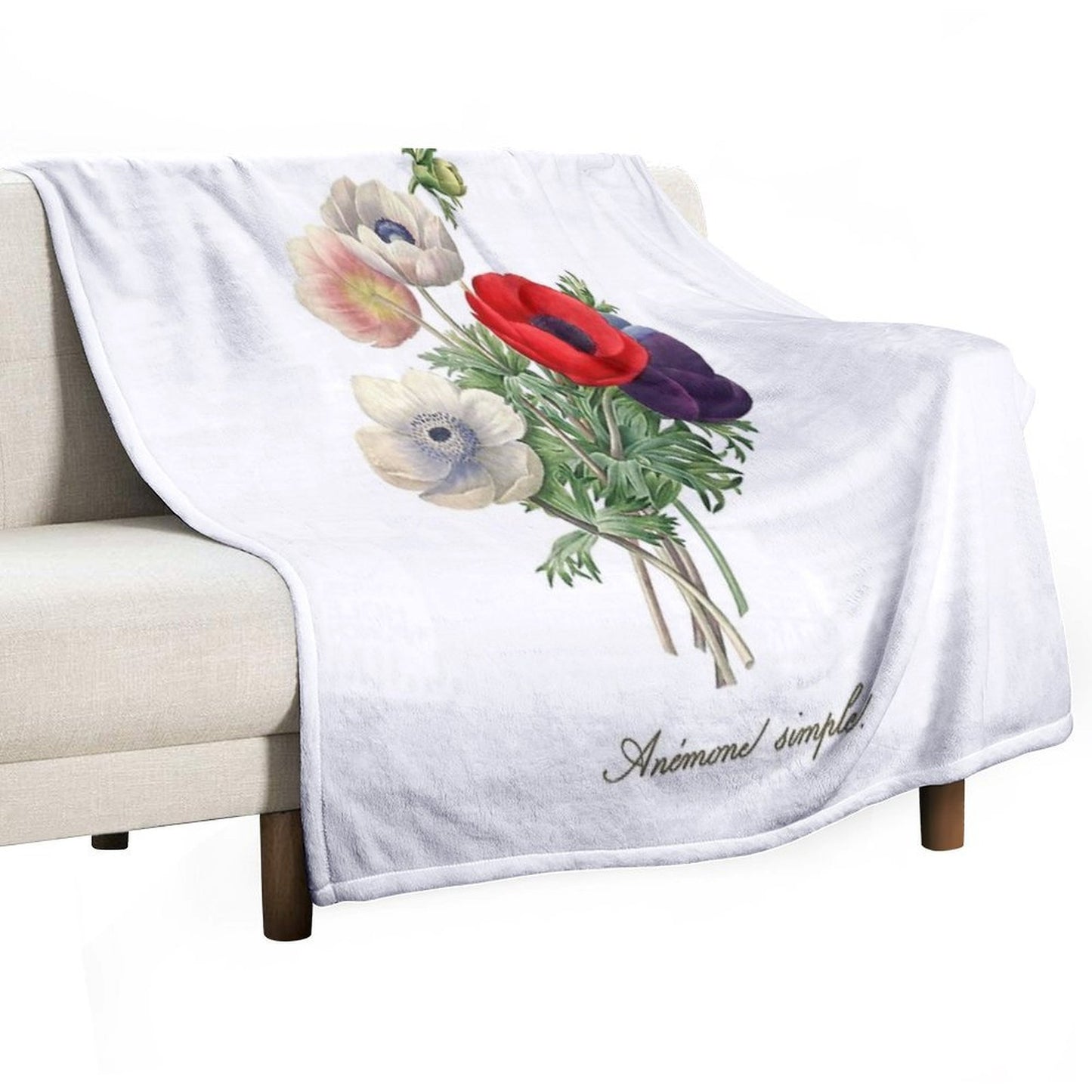 Anemone Illustration Sustainable Throw Blanket