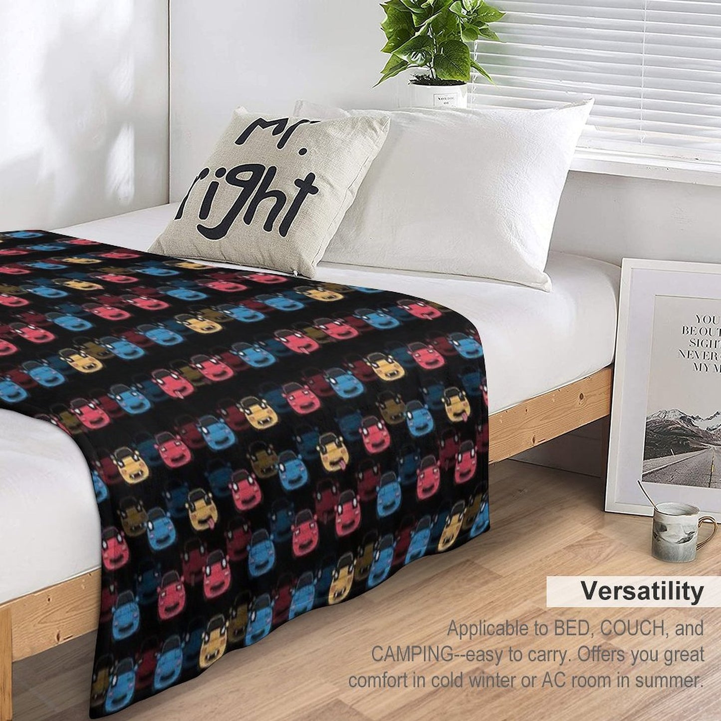MIATA PATTERN BLACK Easy Care Throw Blanket