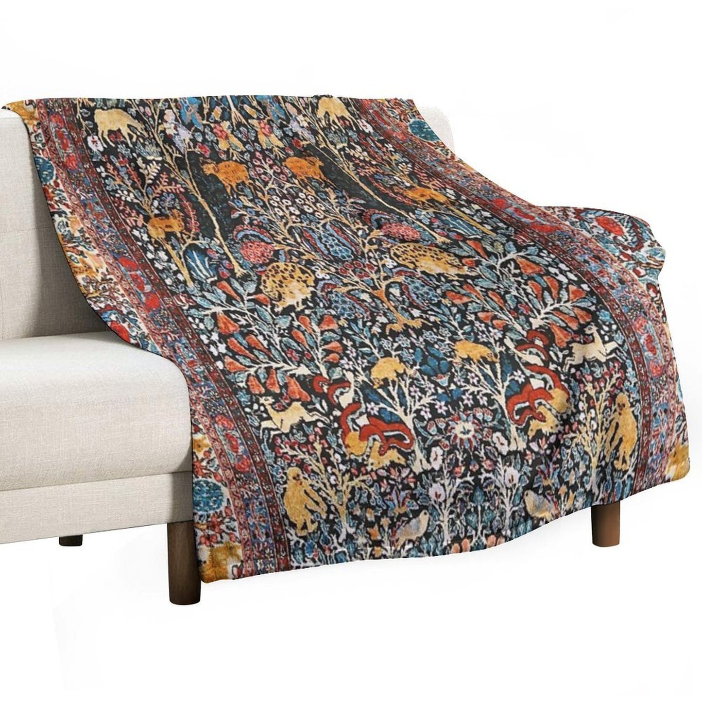 Antique Persian Carpet Print Premium Throw Blanket