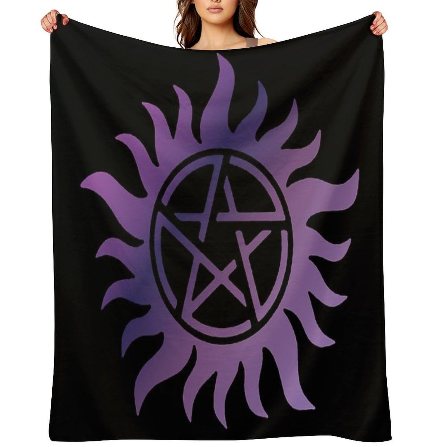 Purple Pentacle Black Comfort Throw Blanket