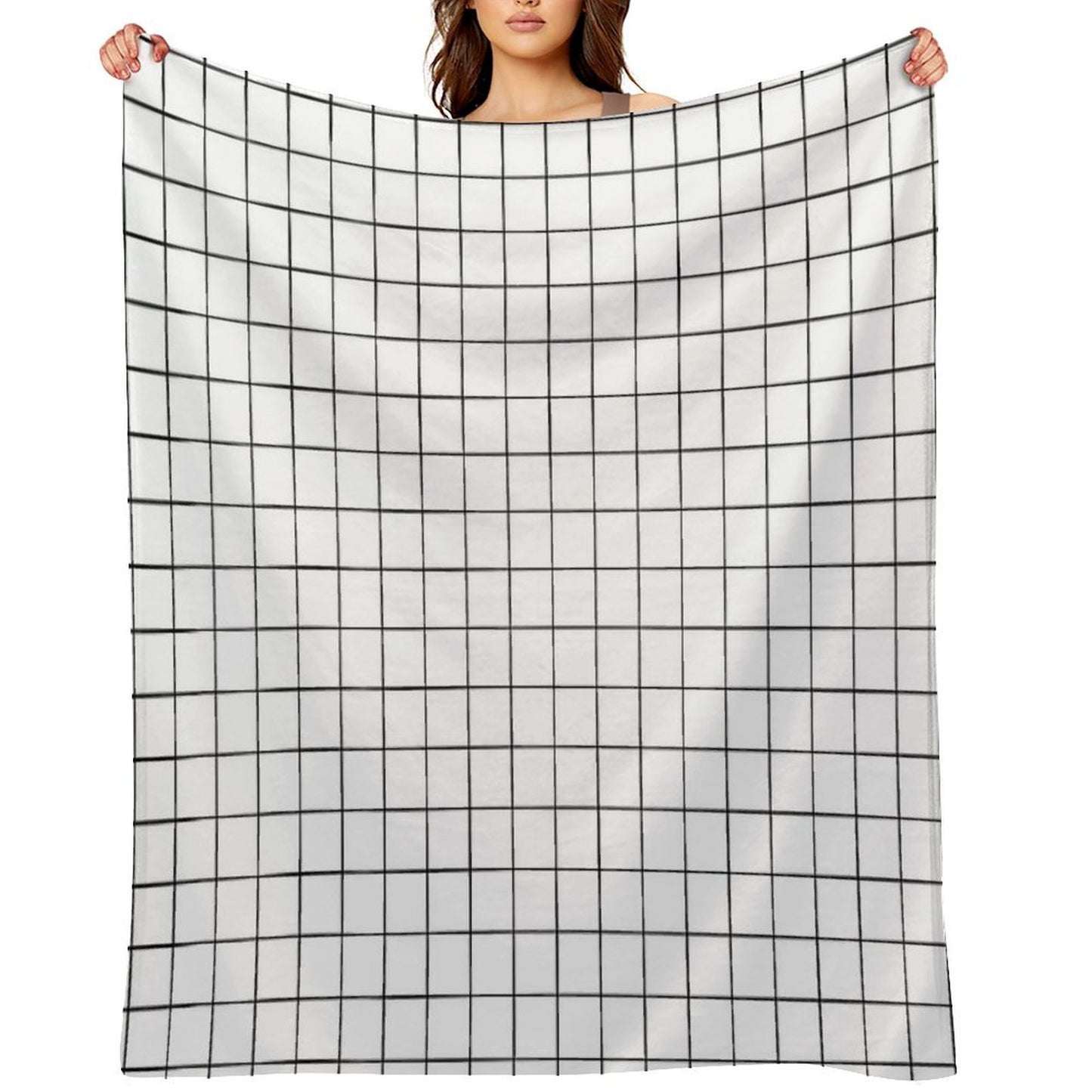 White Grid Wrinkle-free Throw Blanket