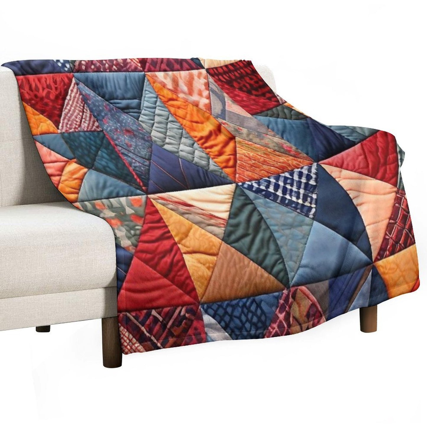Quilted Patchwork Pattern Travel-friendly Throw Blanket