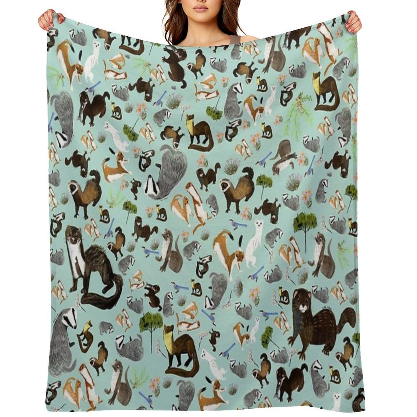 Mustelids from Spain Pattern Plush Throw Blanket