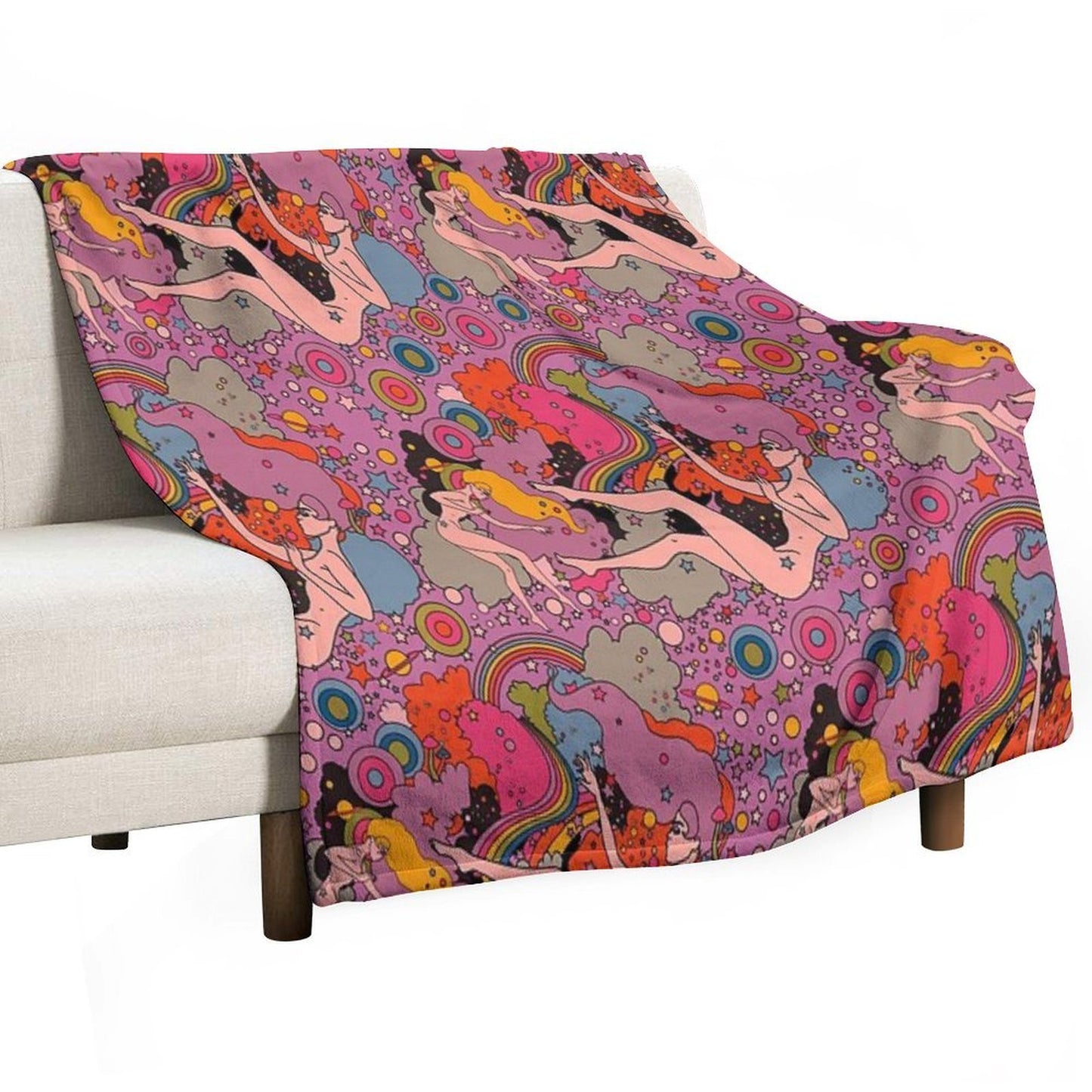 PINK SPACE VIOLET GIRLS Wrinkle-free Throw Blanket