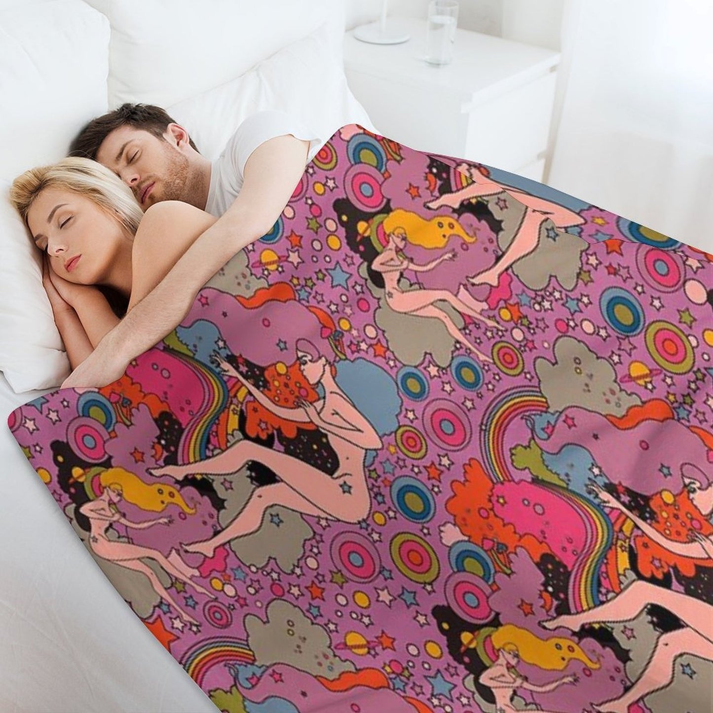 PINK SPACE VIOLET GIRLS Wrinkle-free Throw Blanket