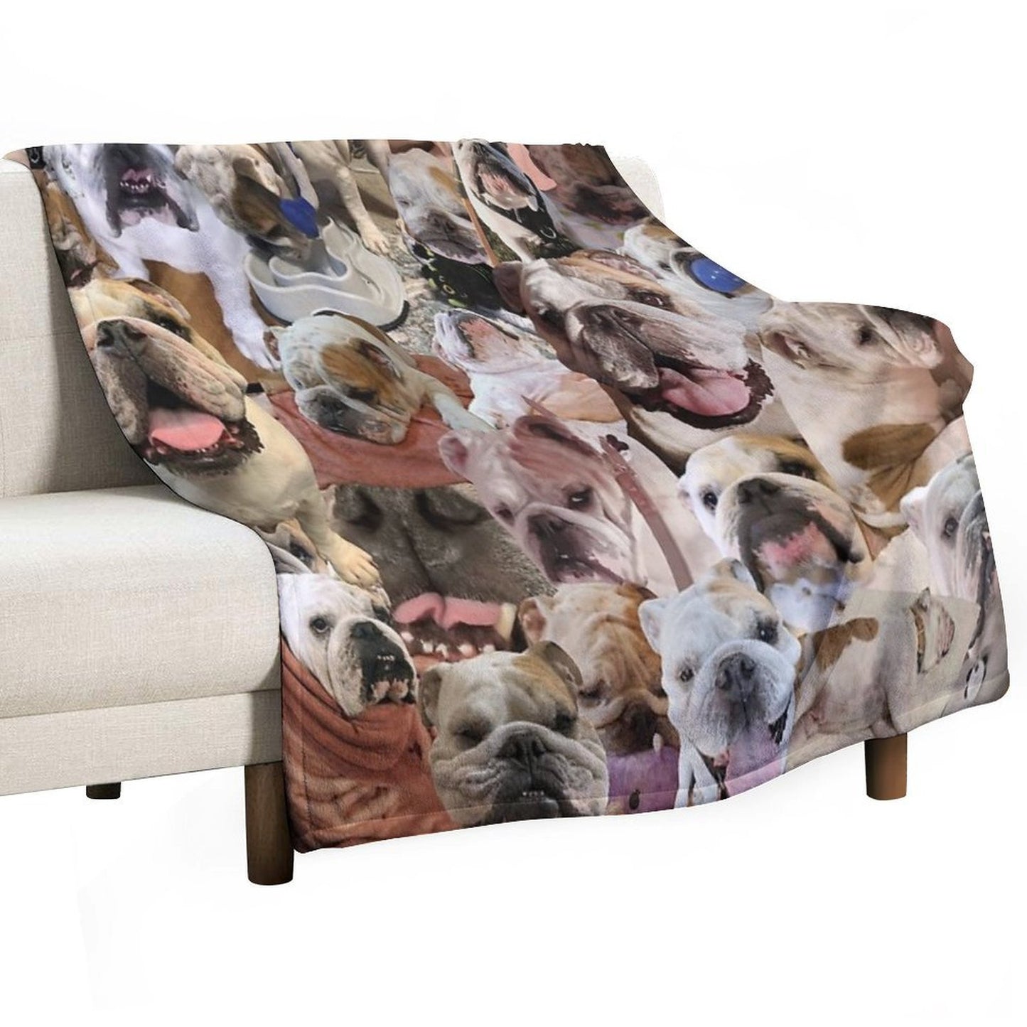 Mochi The English Bulldog Collage Comfort Throw Blanket