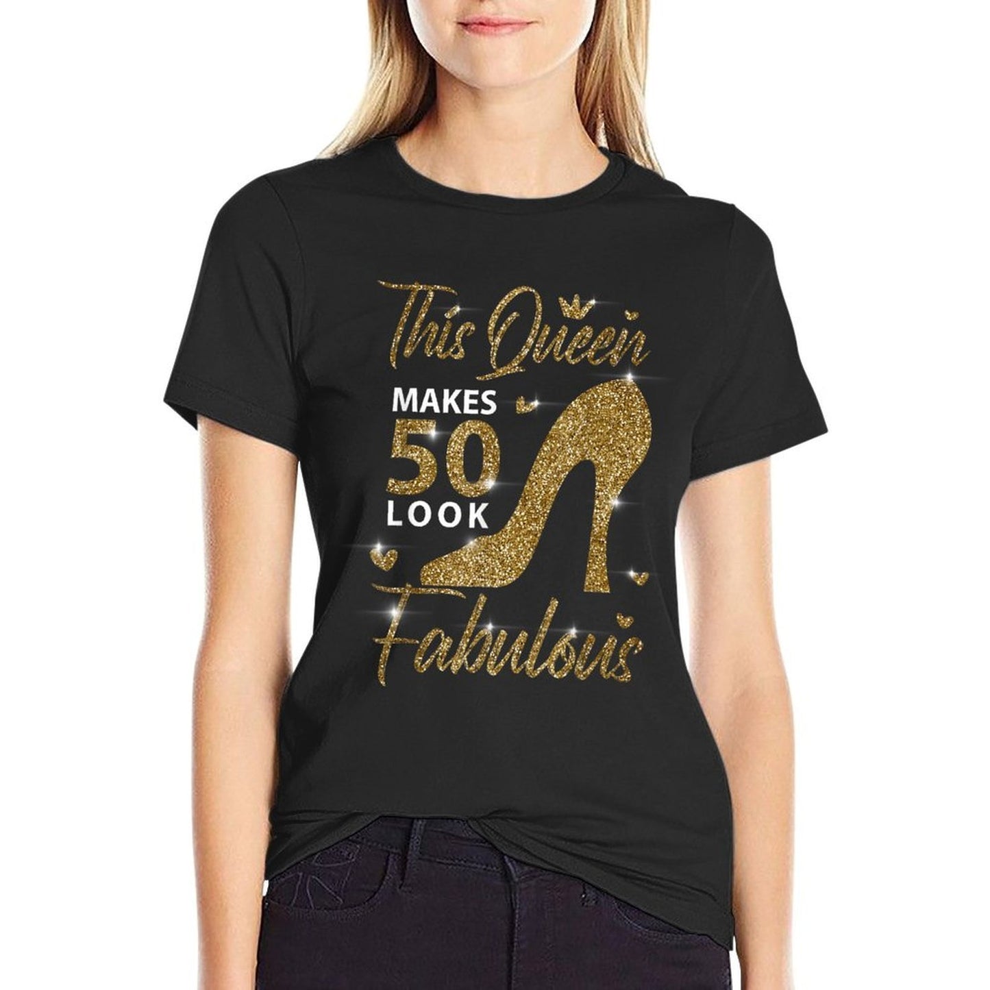 This Queen Makes 50 Look Fabulous 50th Birthday Mother Rolled Sleeves T-Shirt