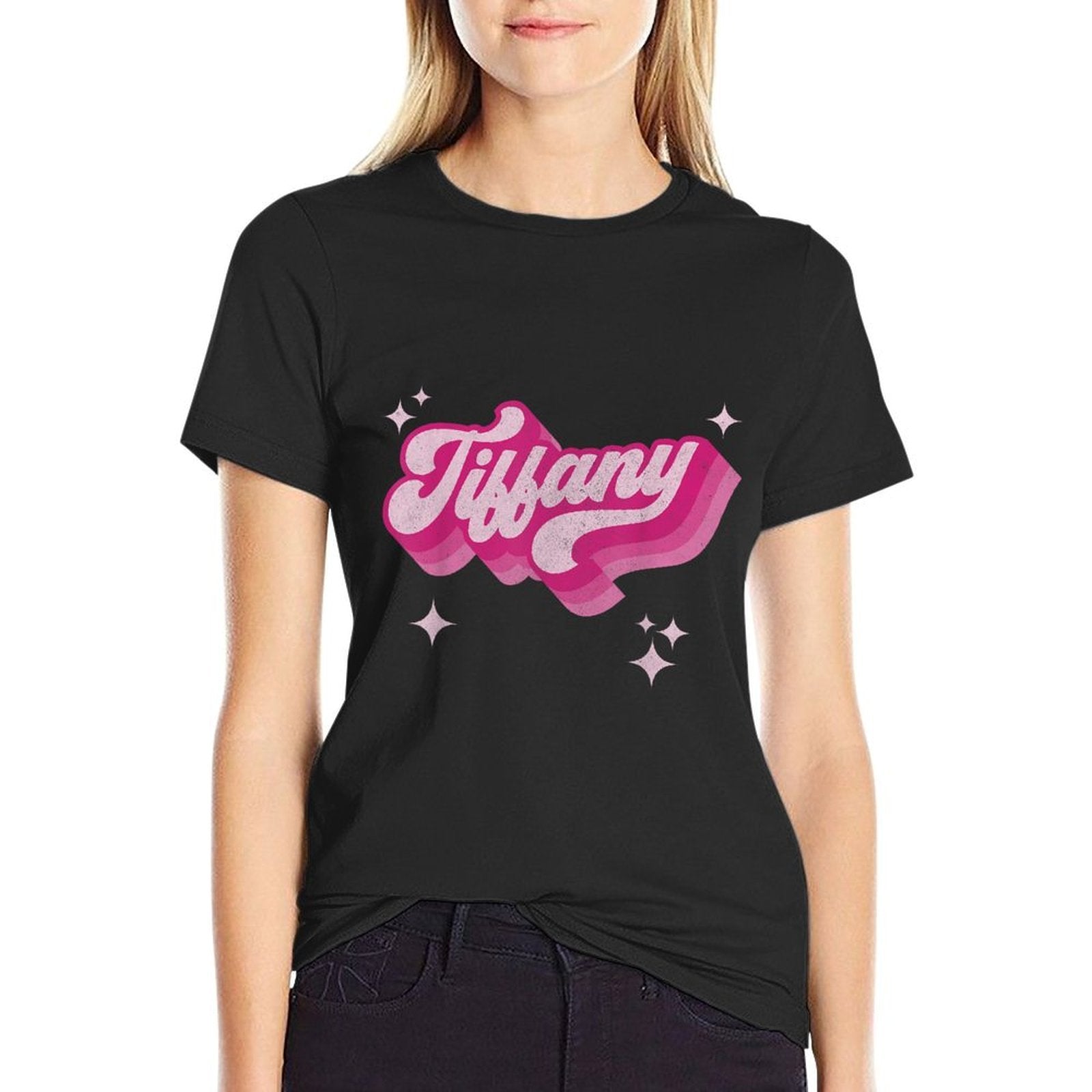 Tiffany First Name Girl Vintage Style 70s Personalized Retro  Stretchy T-Shirt