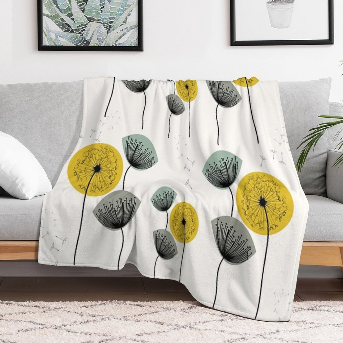 Mid Century Dandelions Wrinkle-free Throw Blanket