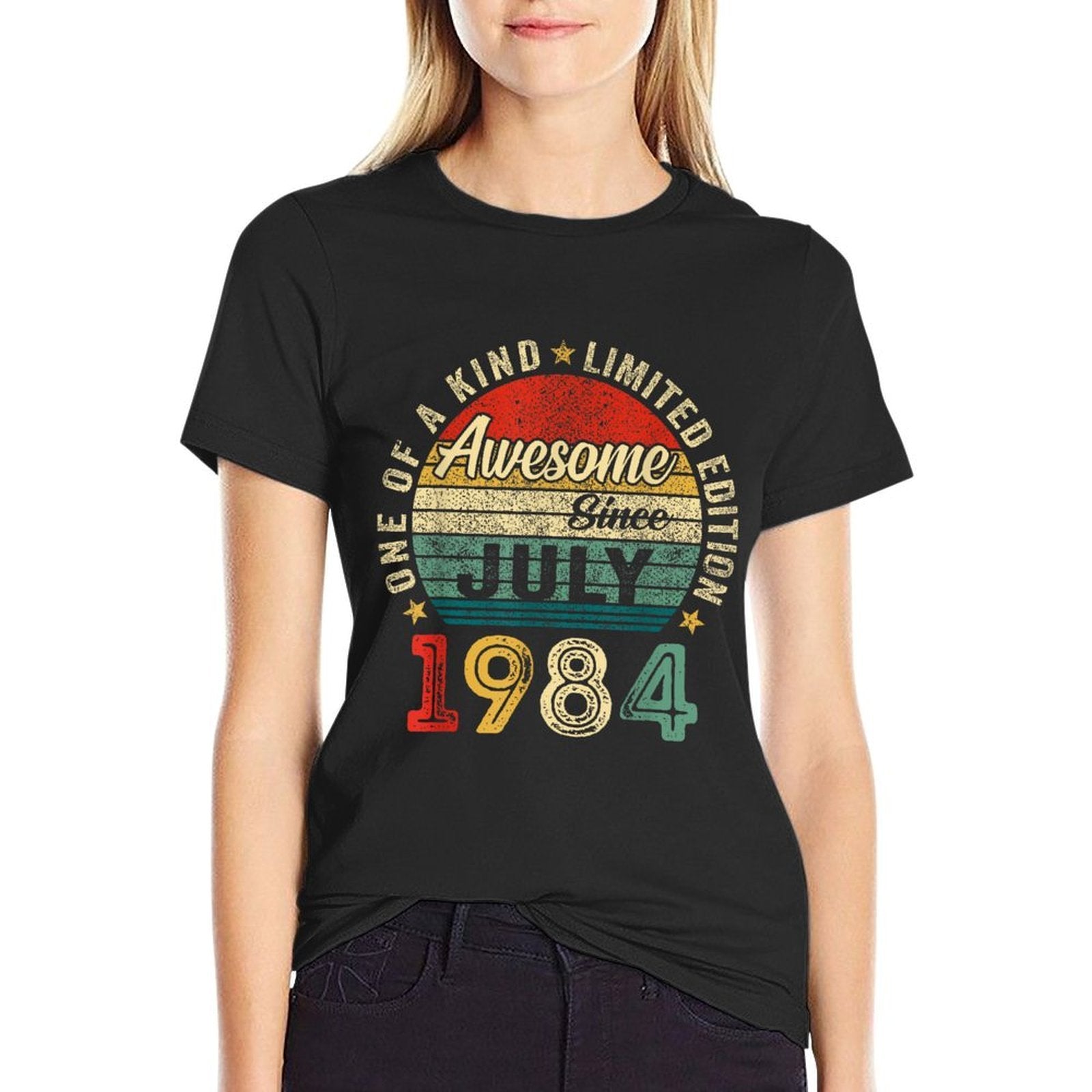 Funny 40 Years Old July 1984 Vintage 40th Birthday Men Women  Heathered Texture T-Shirt