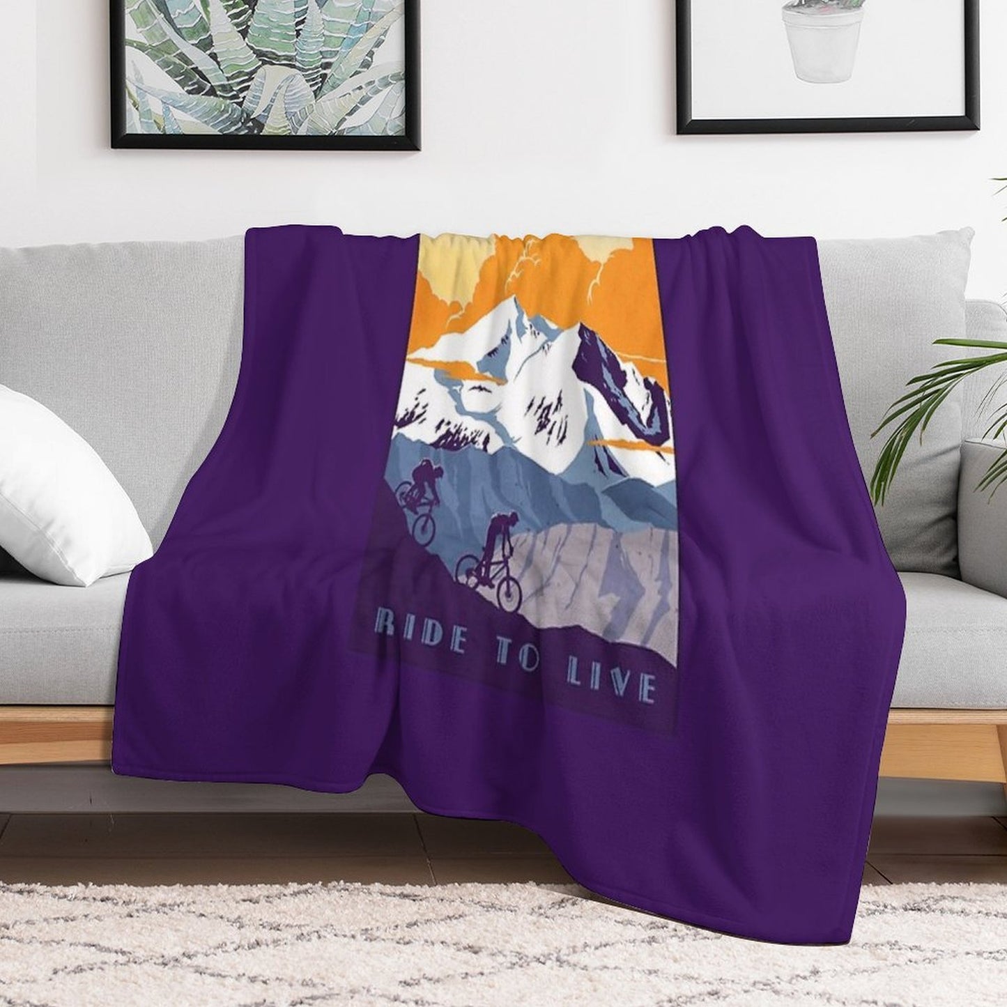 Live to Ride, Ride to Live Retro Cycling Poster Multi-functional Throw Blanket