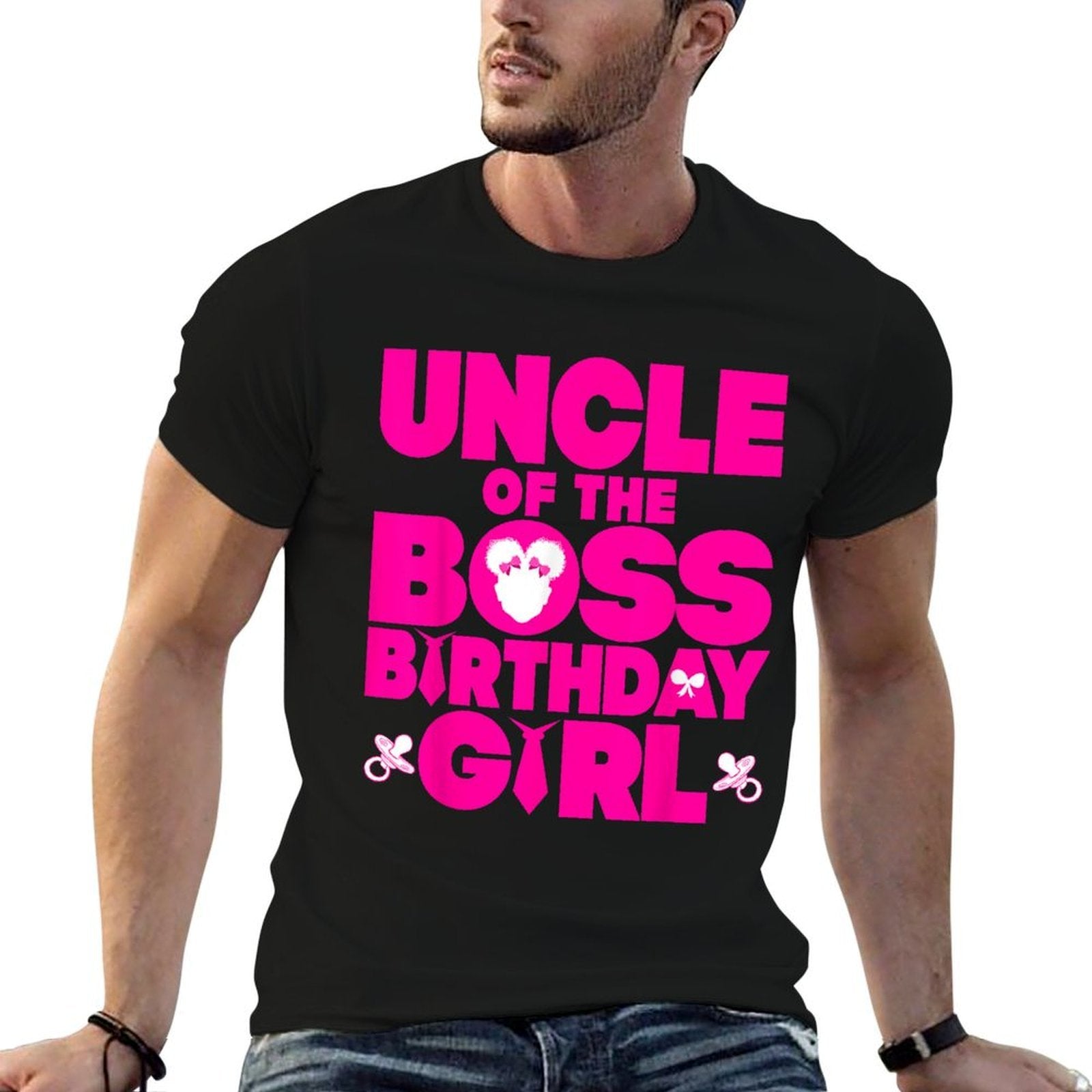 Uncle Of The Boss Birthday Girl Baby Family Decorations  Oversized Silhouette T-Shirt