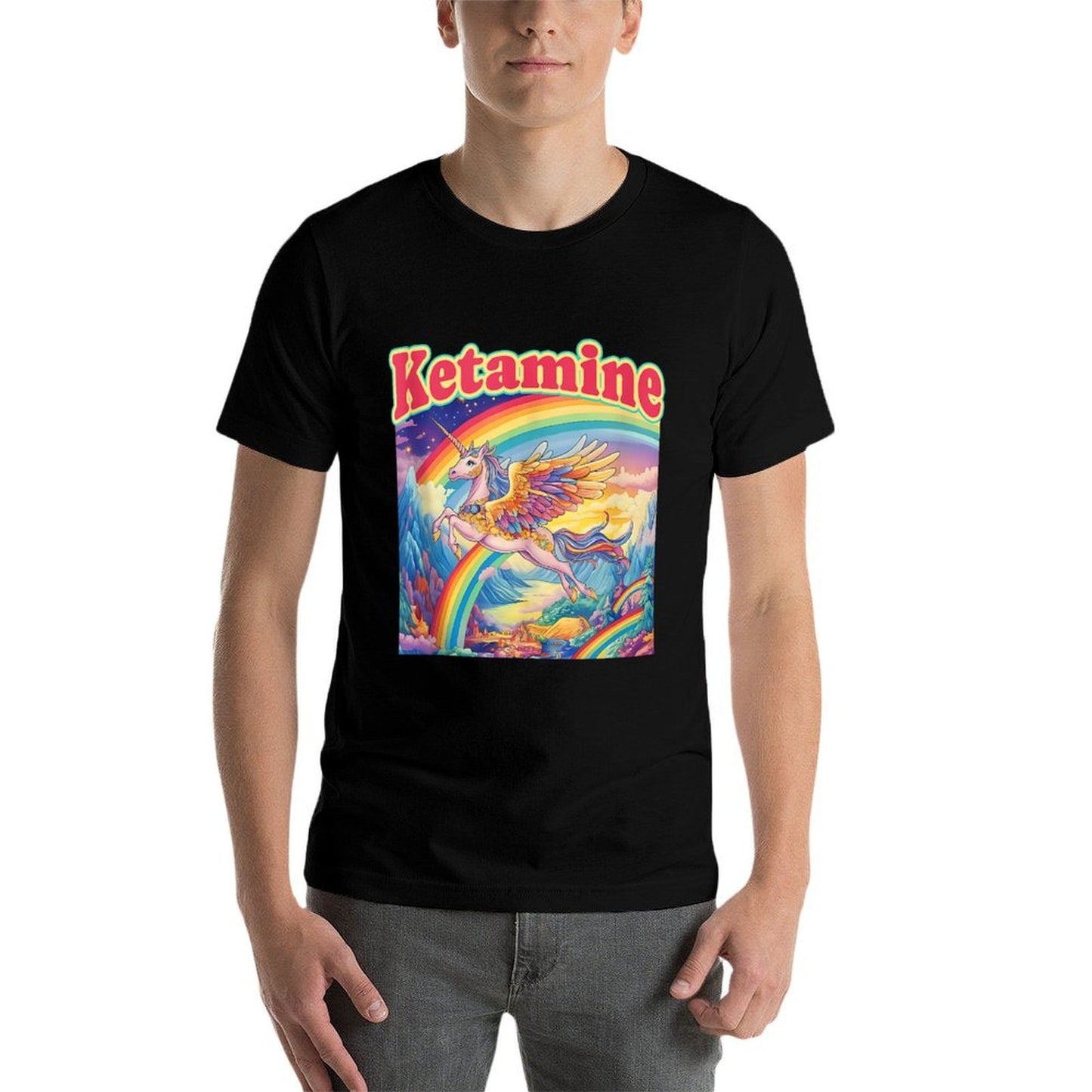 Funny Ketamine Horse Unicorn Emergency Rainbow Rolled Sleeves T-Shirt