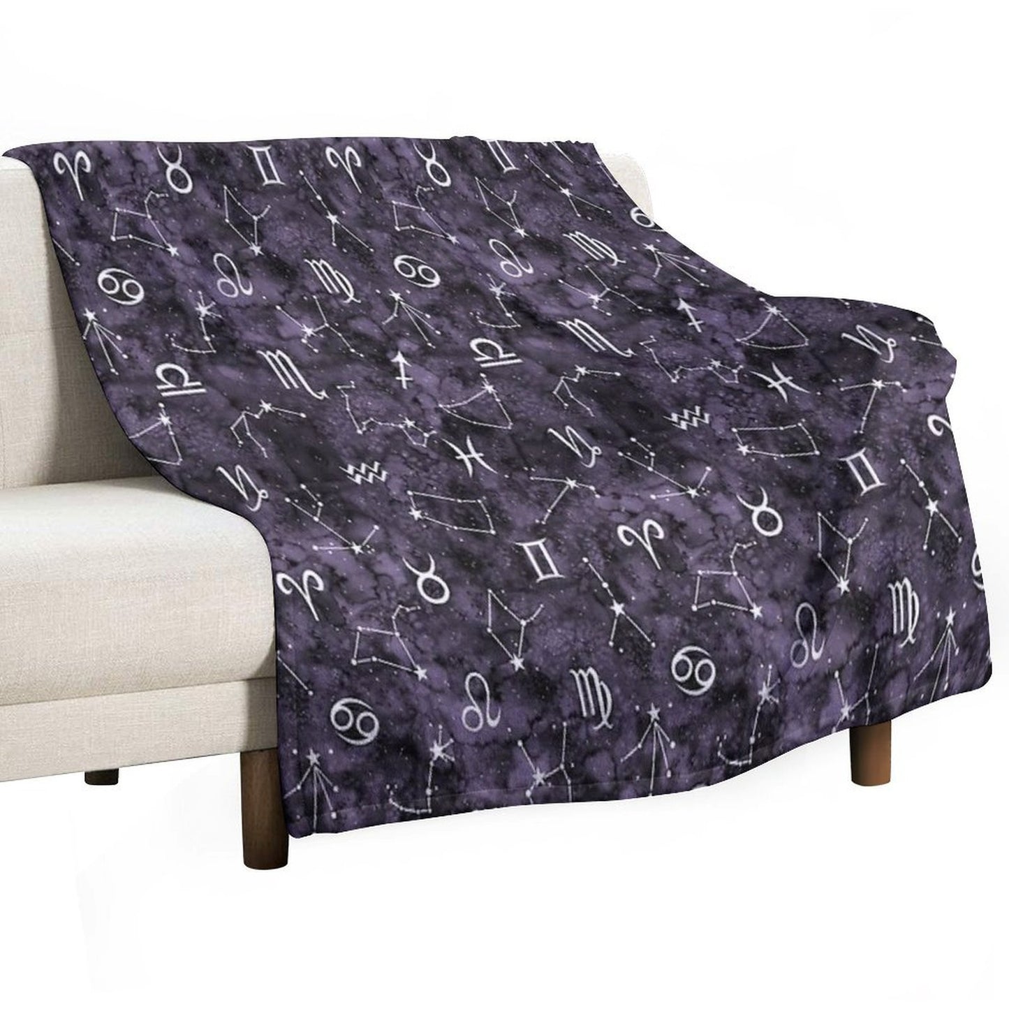 Zodiac Sky in Black Quick-dry Throw Blanket