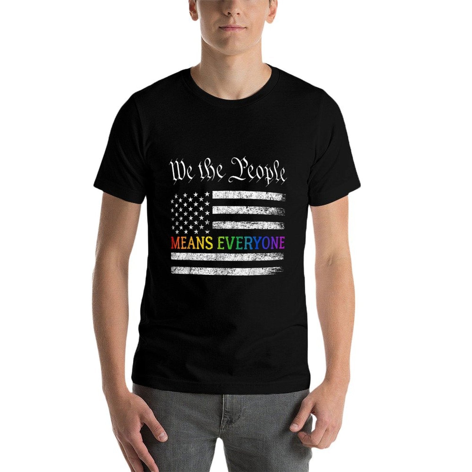 We The People Means Everyone US Constitution LGBT Pride  Oversized Silhouette T-Shirt