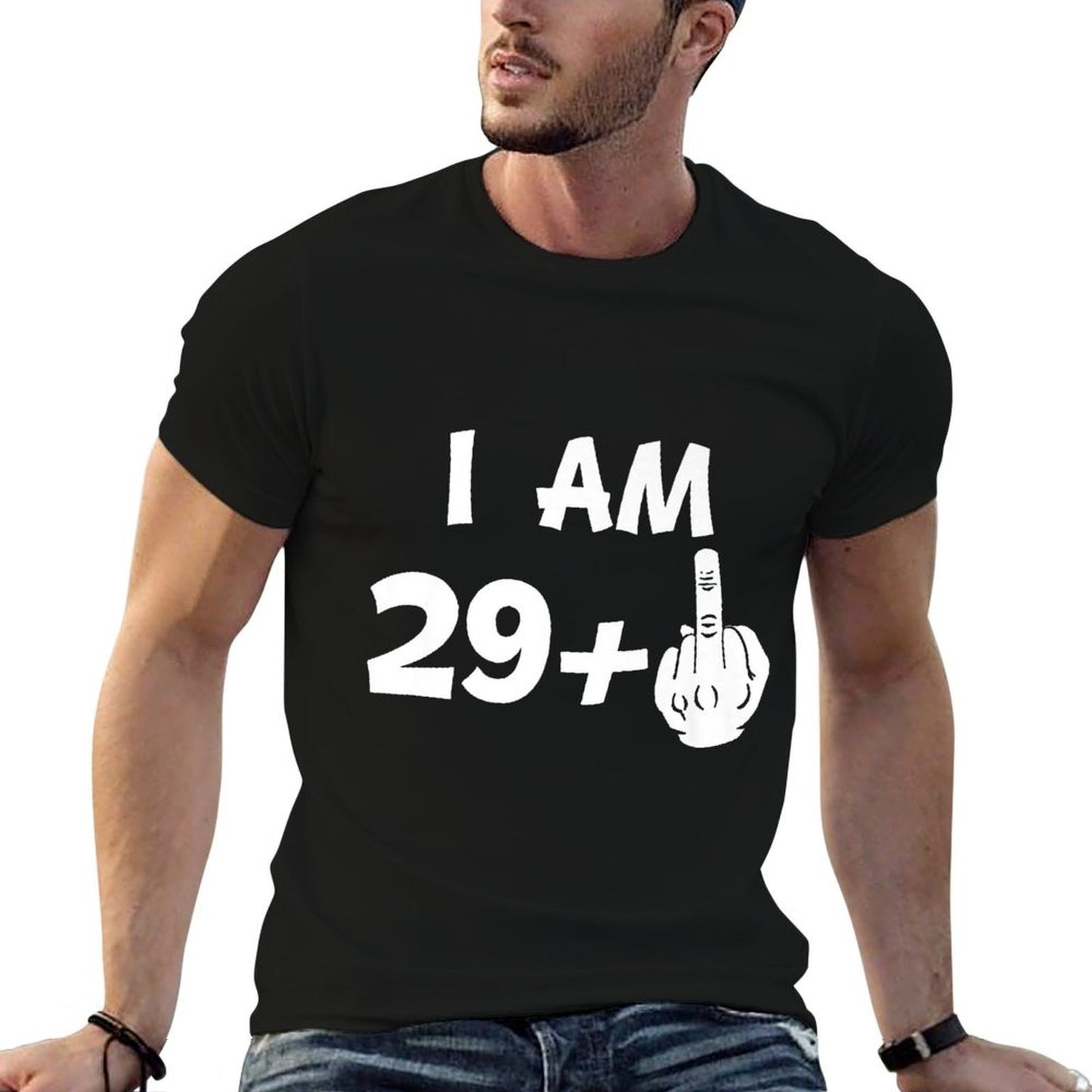 I Am 29 Plus Middle Finger Funny 30th Birthday Rolled Sleeves T-Shirt