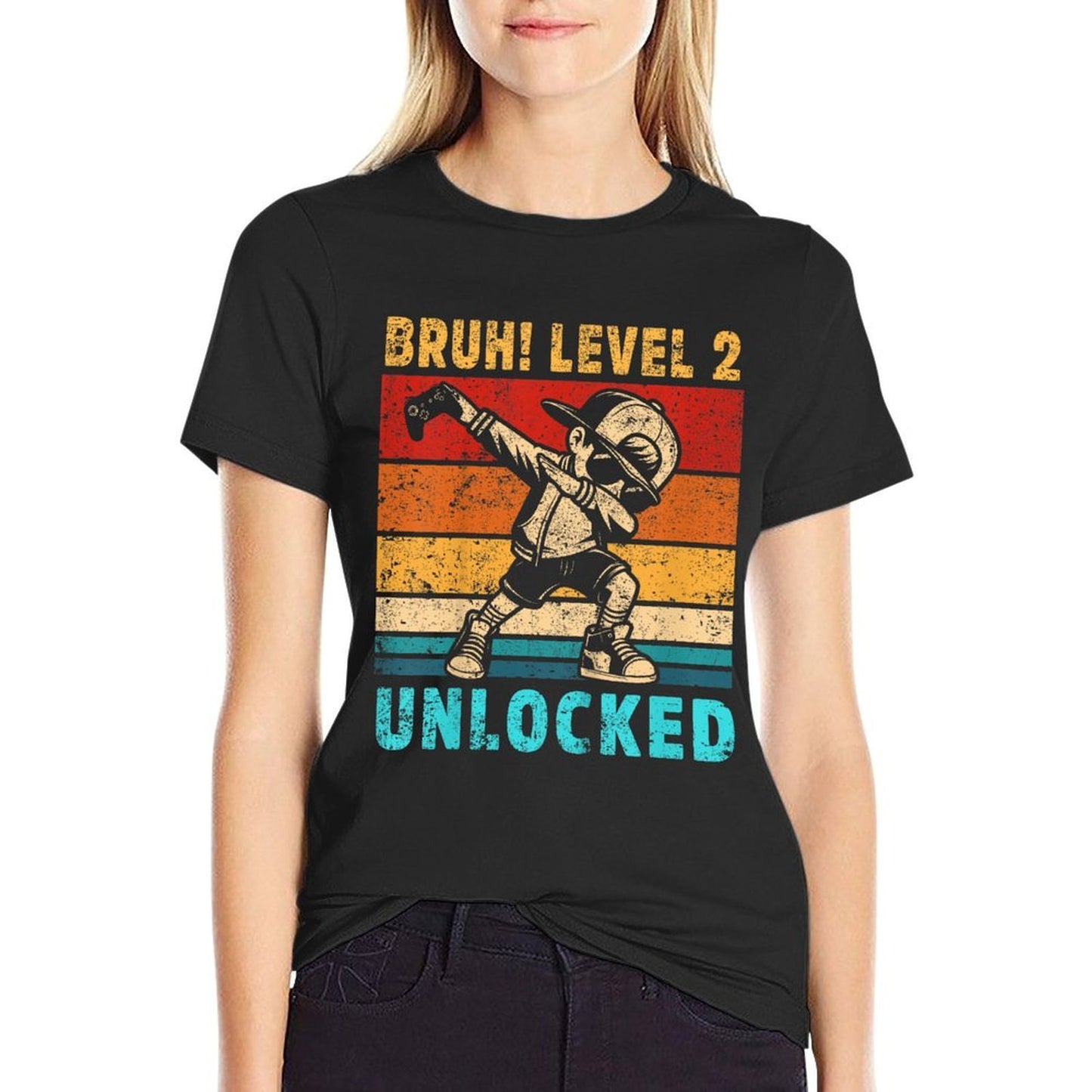 Kids 2 Year Old Birthday Dabbing Boy Bruh 2nd Level Unlocked Vintage-inspired T-Shirt
