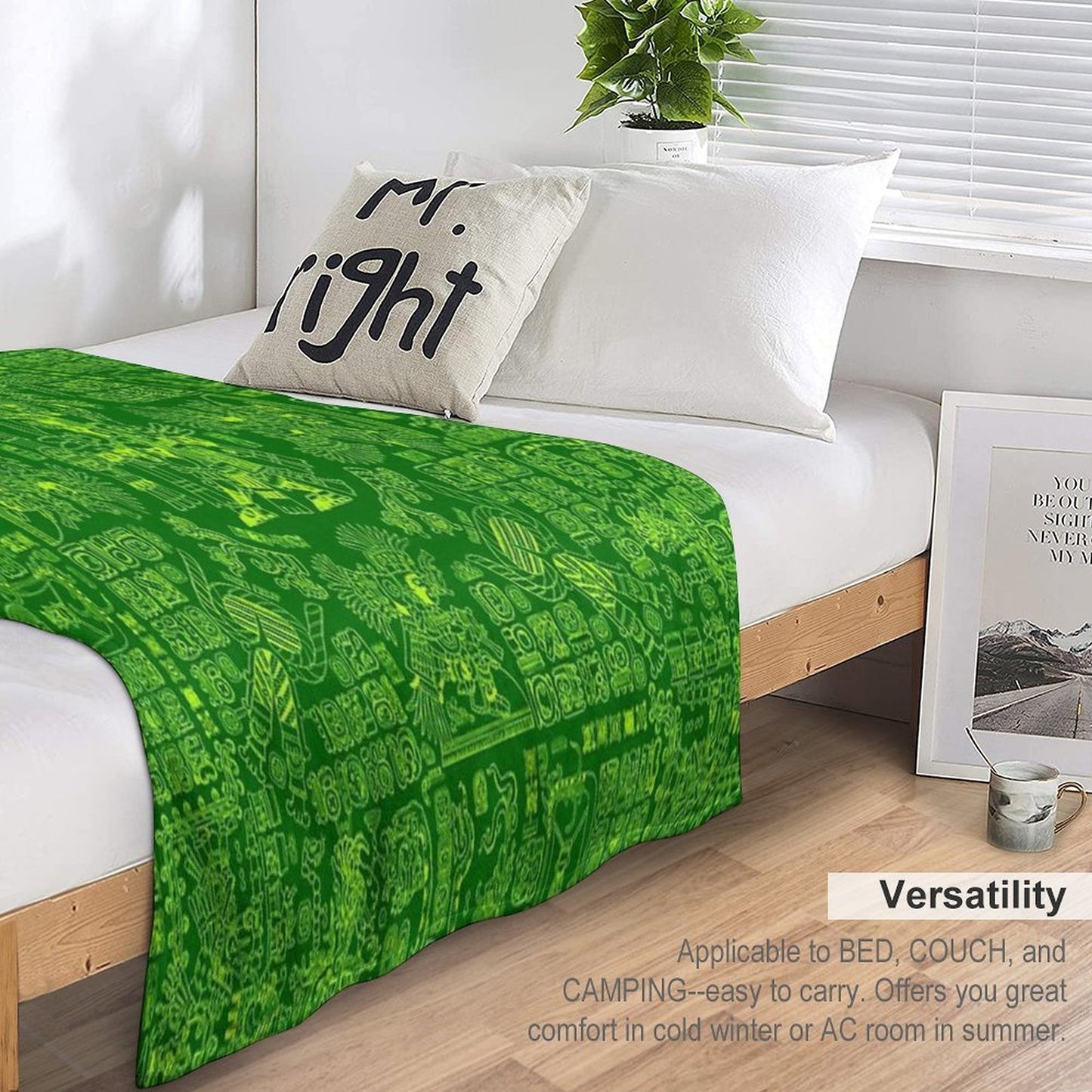 Mayan Spring GREEN All-season Throw Blanket