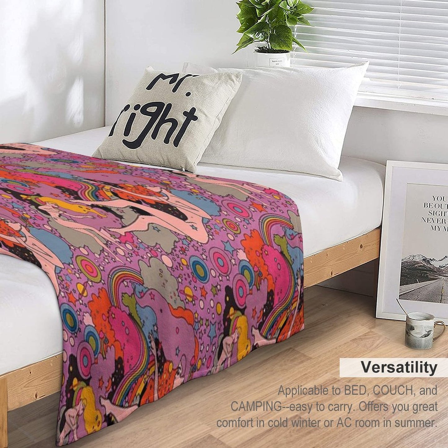 PINK SPACE VIOLET GIRLS Wrinkle-free Throw Blanket