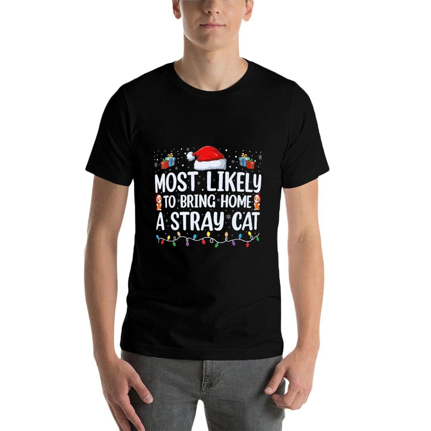 Most Likely To Bring Home A Stray Cat Matching Christmas Premium Affordable Price T-Shirt