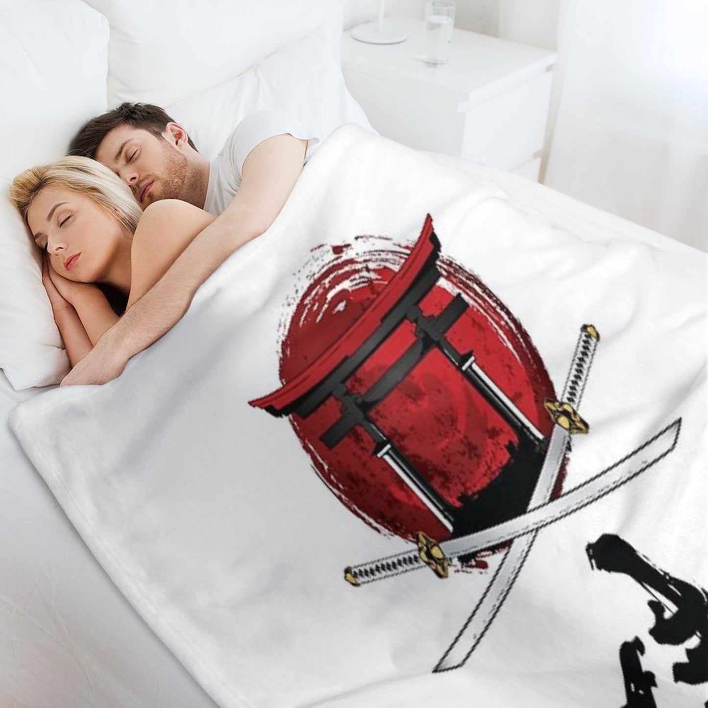 Samurai Katana Tori Gate Kanji Eco-conscious Throw Blanket