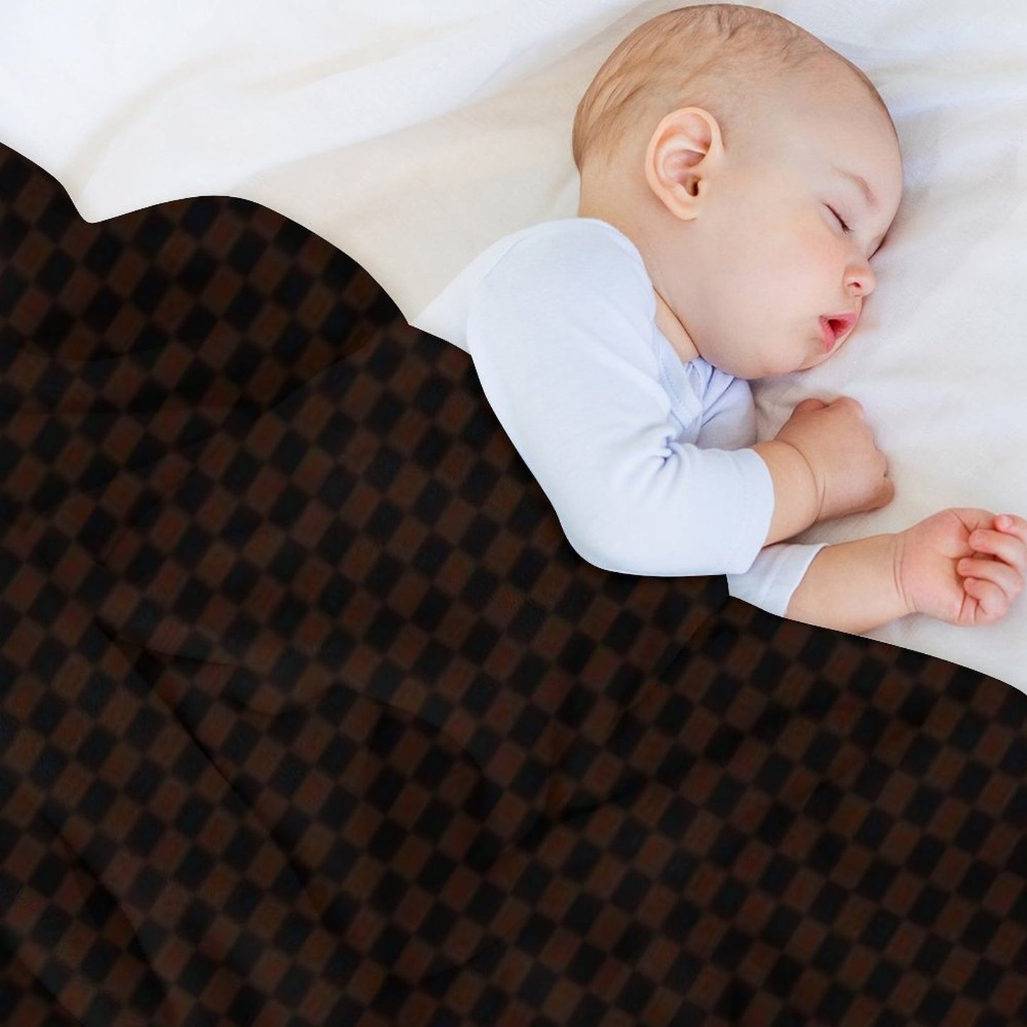 Checkers - Dark Brown And Black Pattern Mat Lightweight Throw Blanket