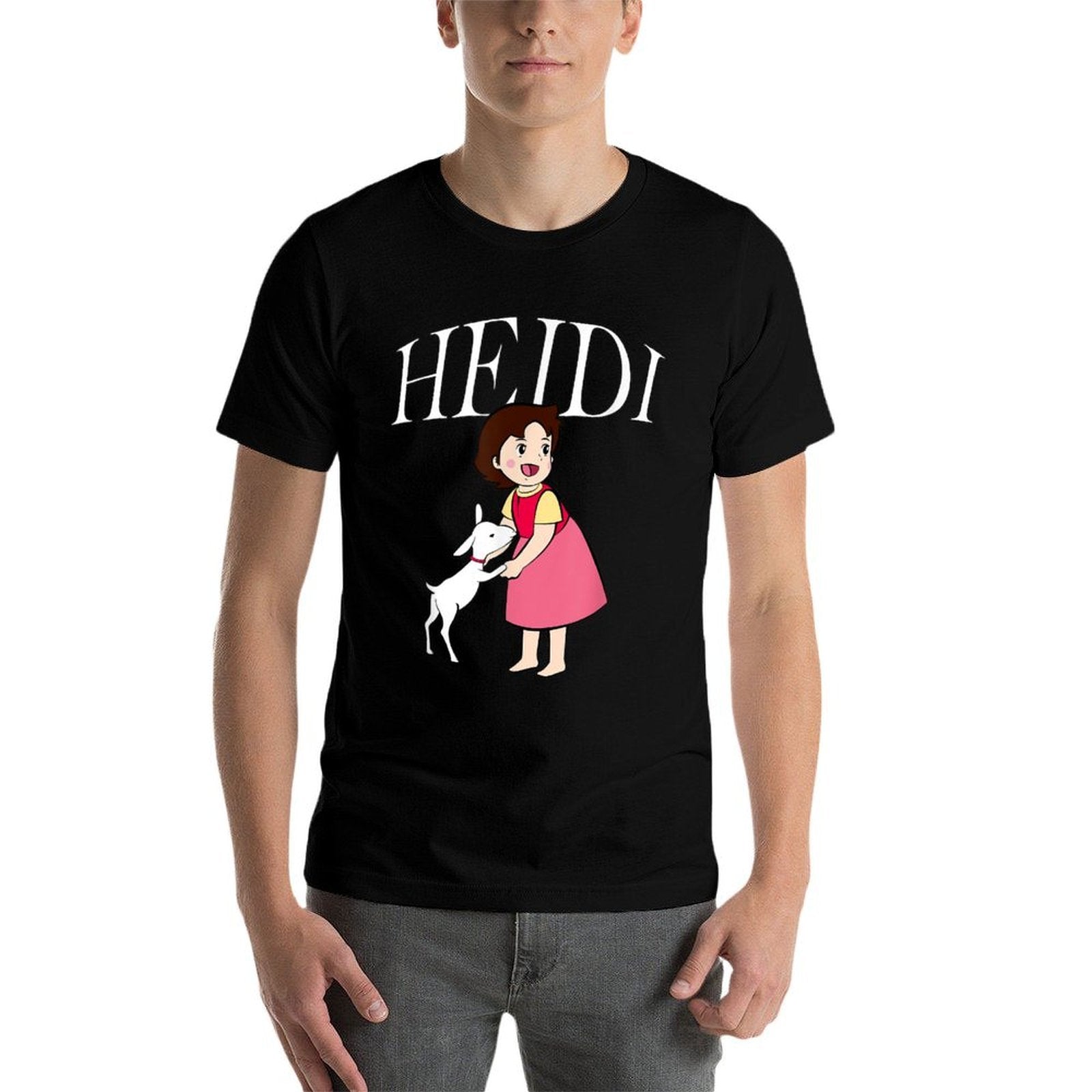 Heidi with Goat Cute Cartoon TV Series with Logo  Tagless Design T-Shirt