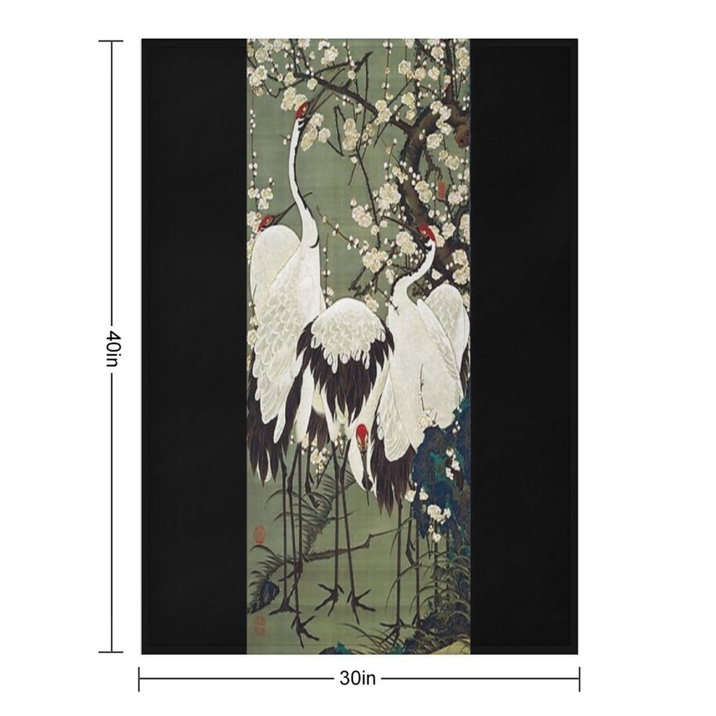 Favourite Artist - Plum Blossoms And Cranes - Ito Jakuchu Premium Throw Blanket