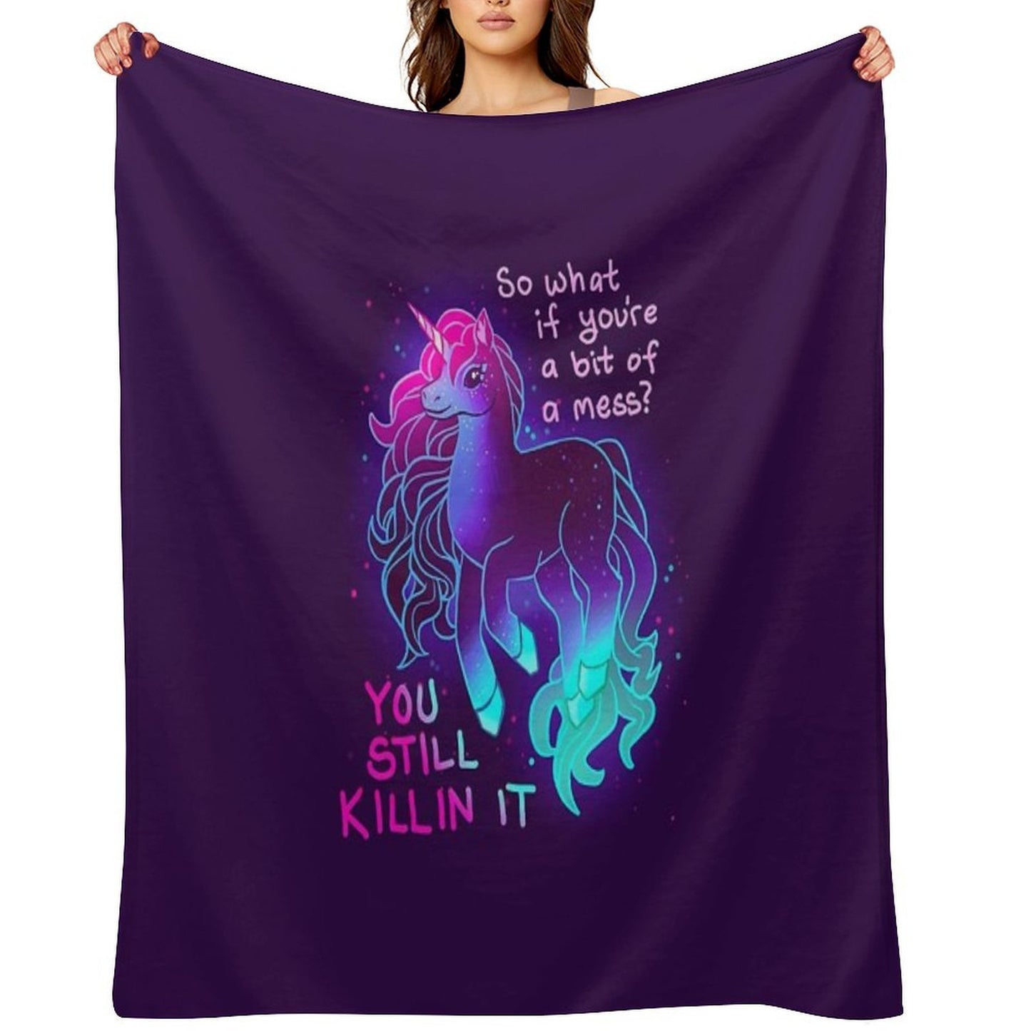 YOU STILL KILLIN IT Neon Unicorn Machine-washable Throw Blanket