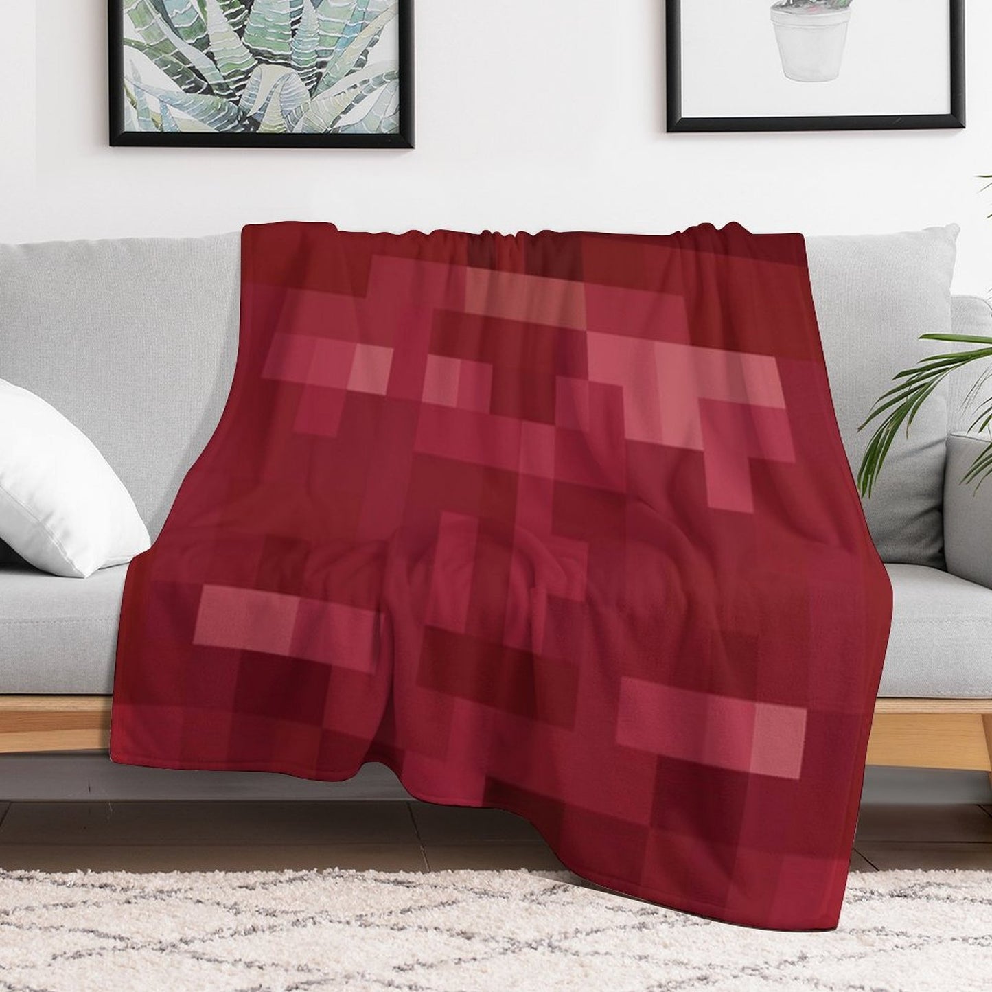 Red And White Pixel Design Compact Throw Blanket
