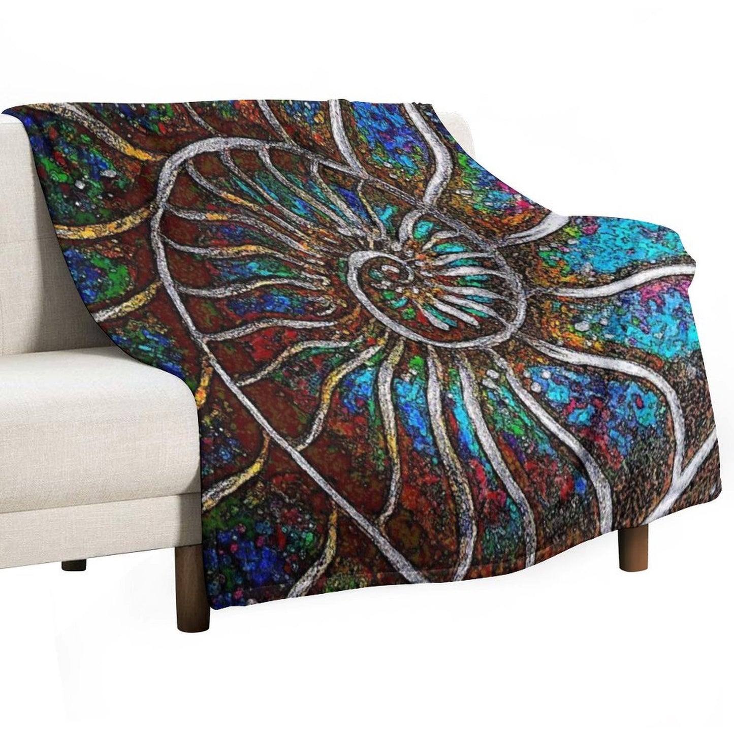 Ammonite Fossil Macro Abstract Art Anti-pilling Throw Blanket